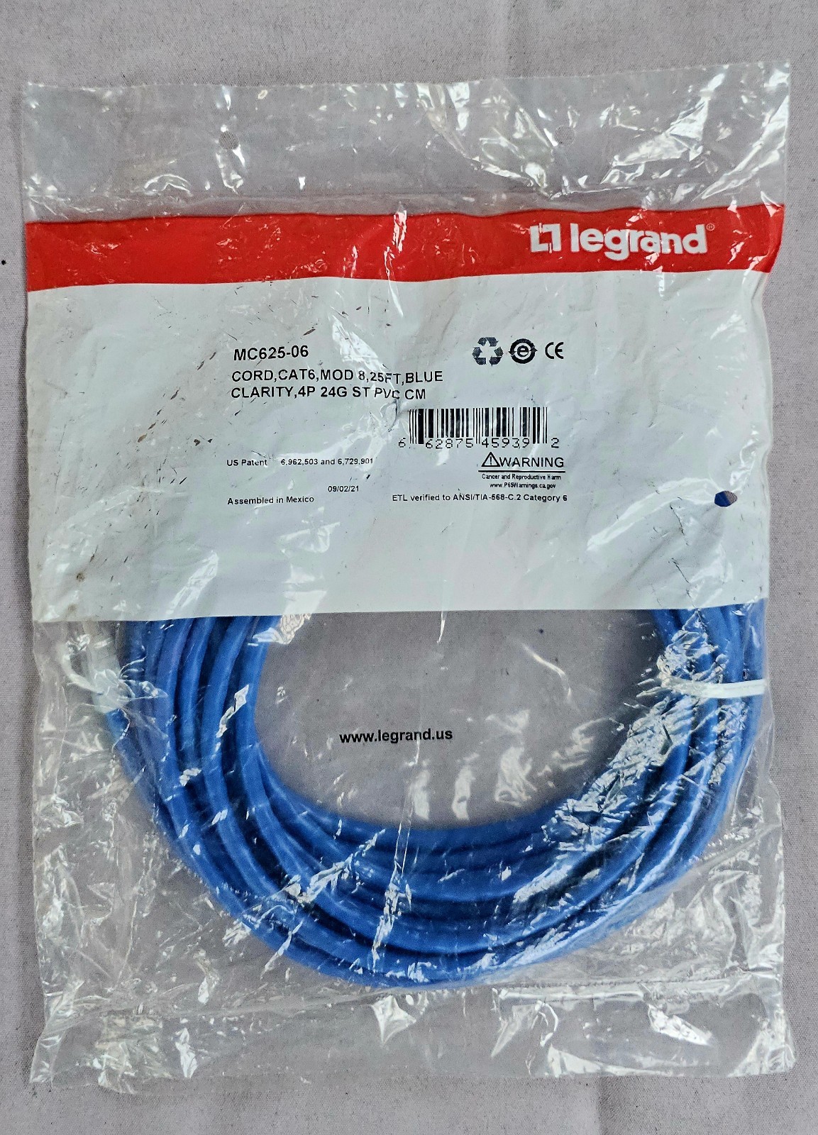 LEGRAND Cat 6 Mod MC 605-26  Patch Cord