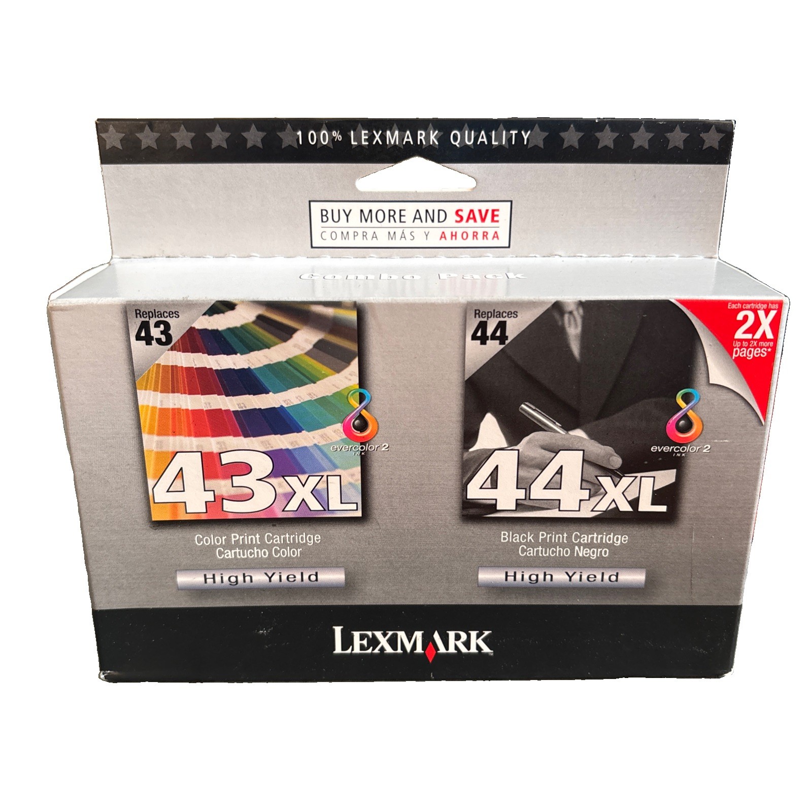 Lexmark 43XL 44XL High Yield Ink Combo Pack Genuine OEM New Sealed X4850 X6570
