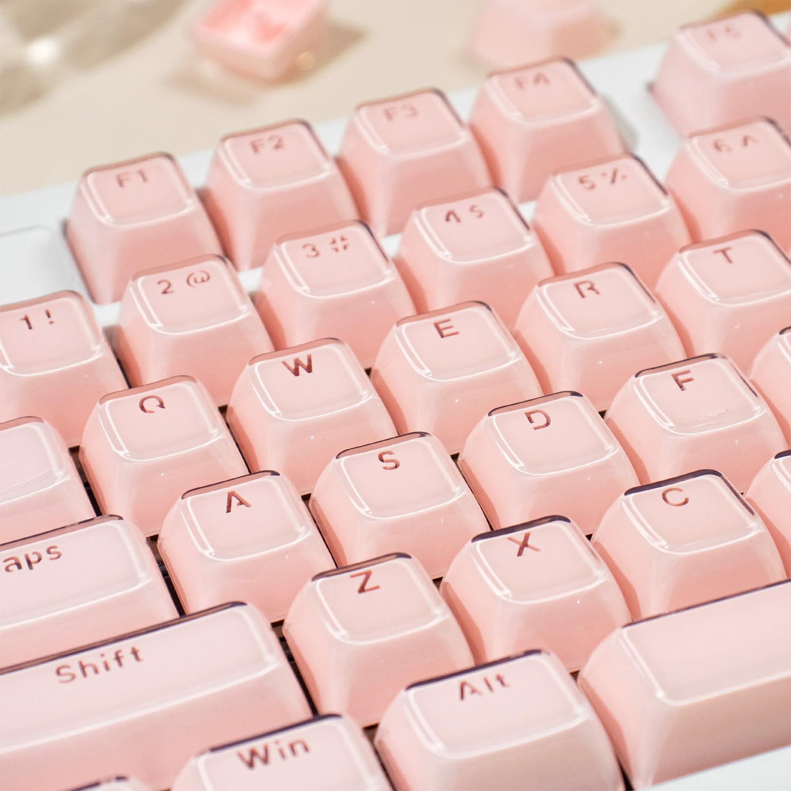 Crystal Jelly Keycap Pink Shine Through 135 Keys OEM Profile Mechanical