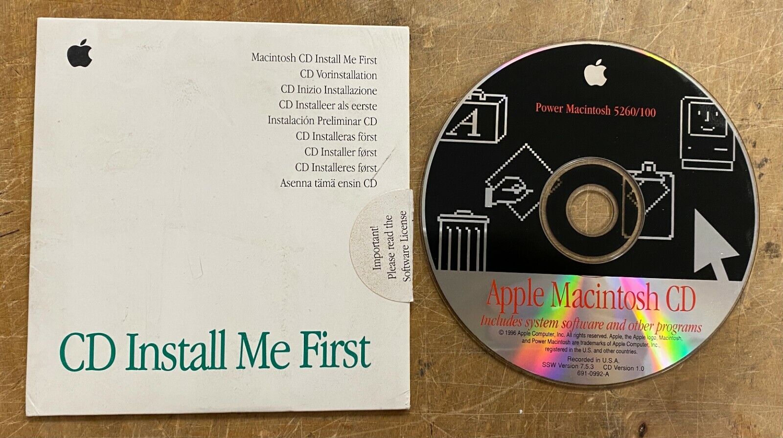 Apple Power Macintosh 5260/100 Software (7.5.3) and Programs CD P/N: 691-0992-A