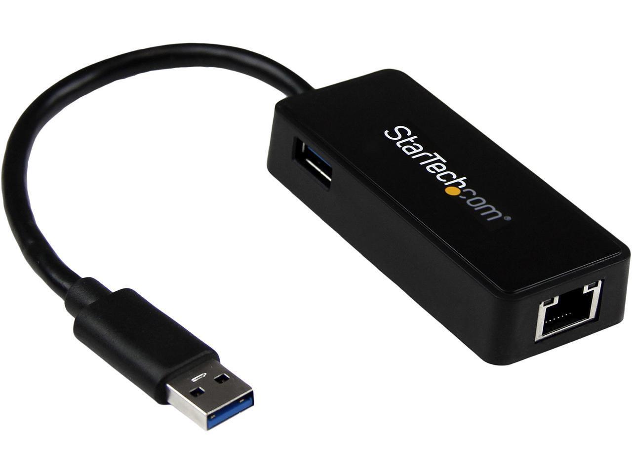 StarTech USB31000SPTB USB 3.0 to Gigabit Ethernet Adapter NIC w/ USB Port - Blac