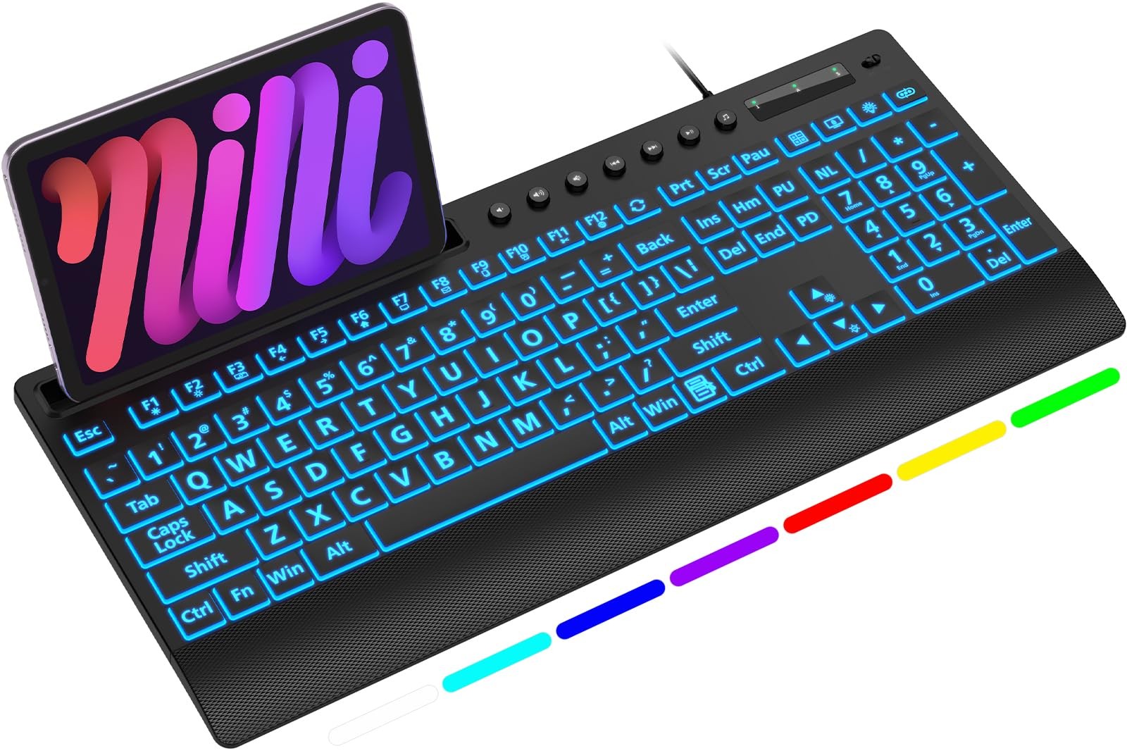 SABLUTE Wired Large Print Backlit Keyboard with Wrist Rest, K31PRO
