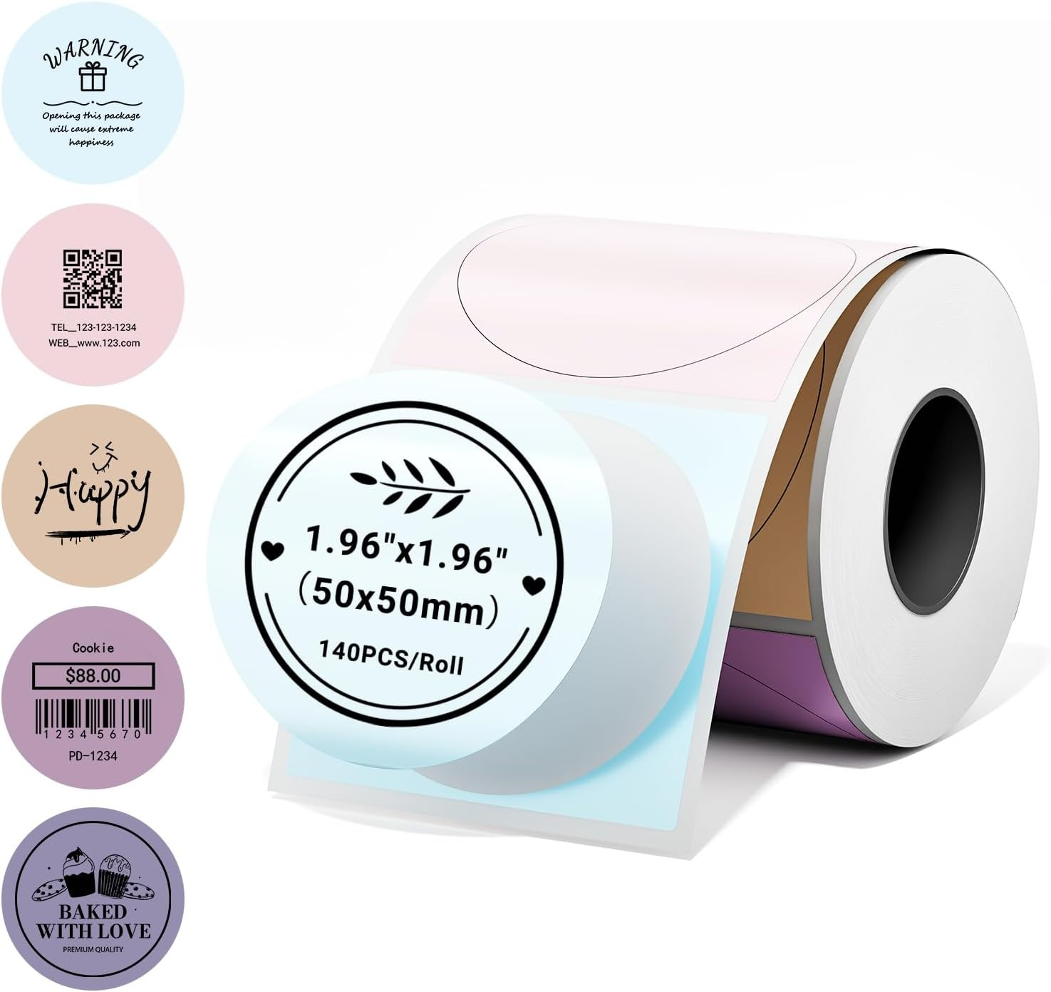 2 Inch round Thermal Labels,5 Color Self-Adhesive Stickers for M110/M100/M220/M1