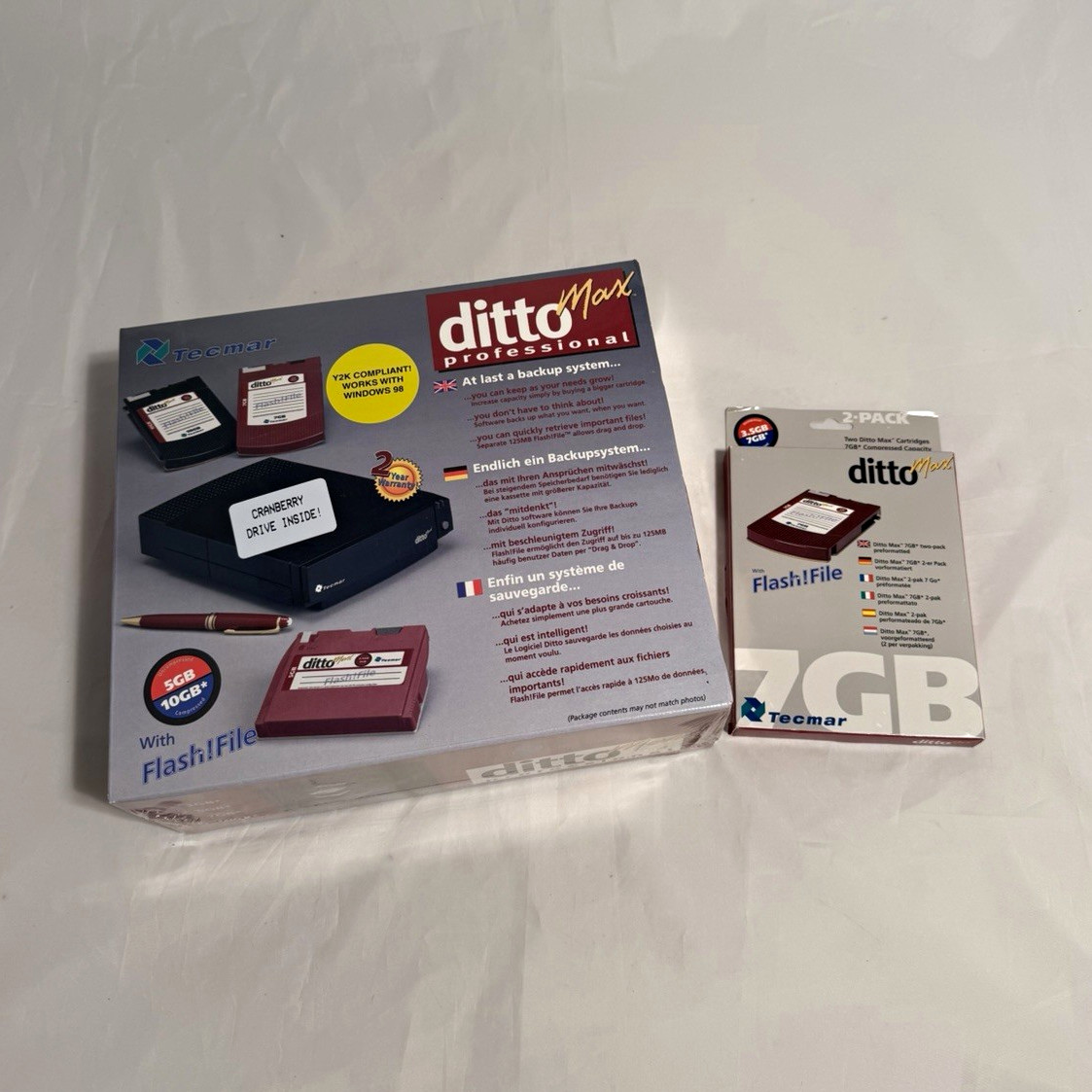 Tecmar Ditto Max Professional 7GB Data Cartridge 2-Pack w/ FlashFile Box