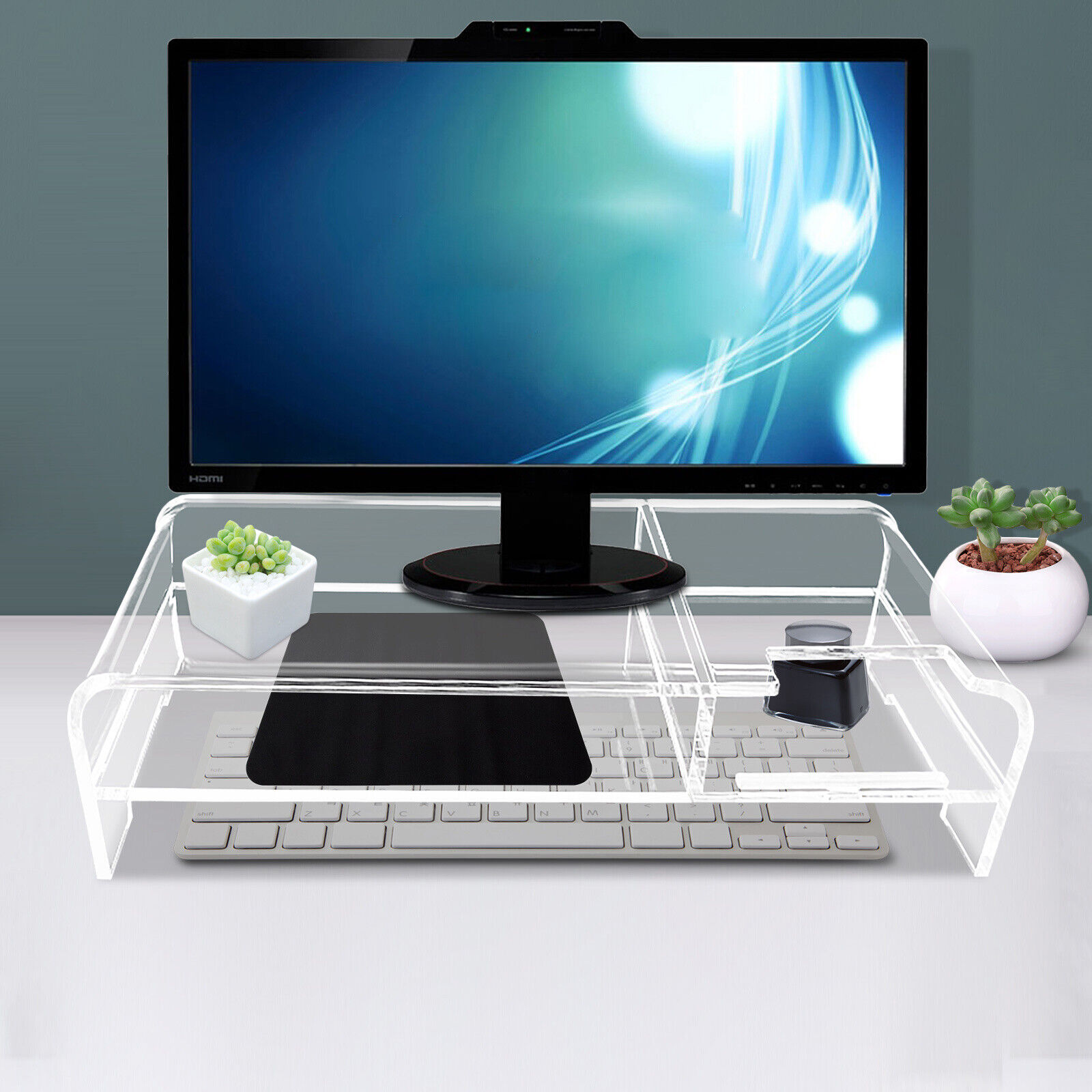 Clear Acrylic Monitor Stand Tabletop Laptop PC Computer Screen Riser Stand new