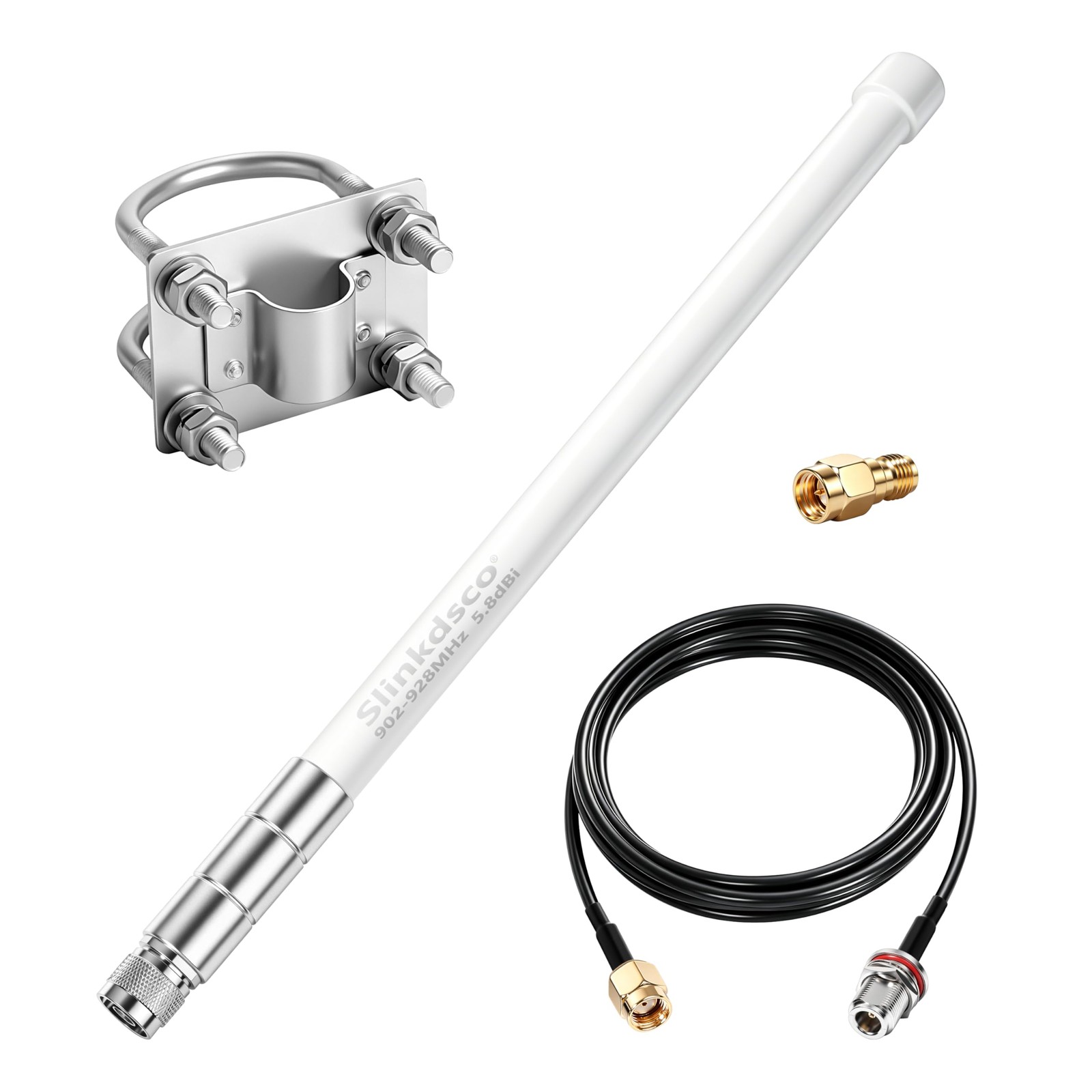 Waterproof 5.8dBi Meshtastic Lora 915MHz Fiberglass Antenna with 20Ft Extensi...