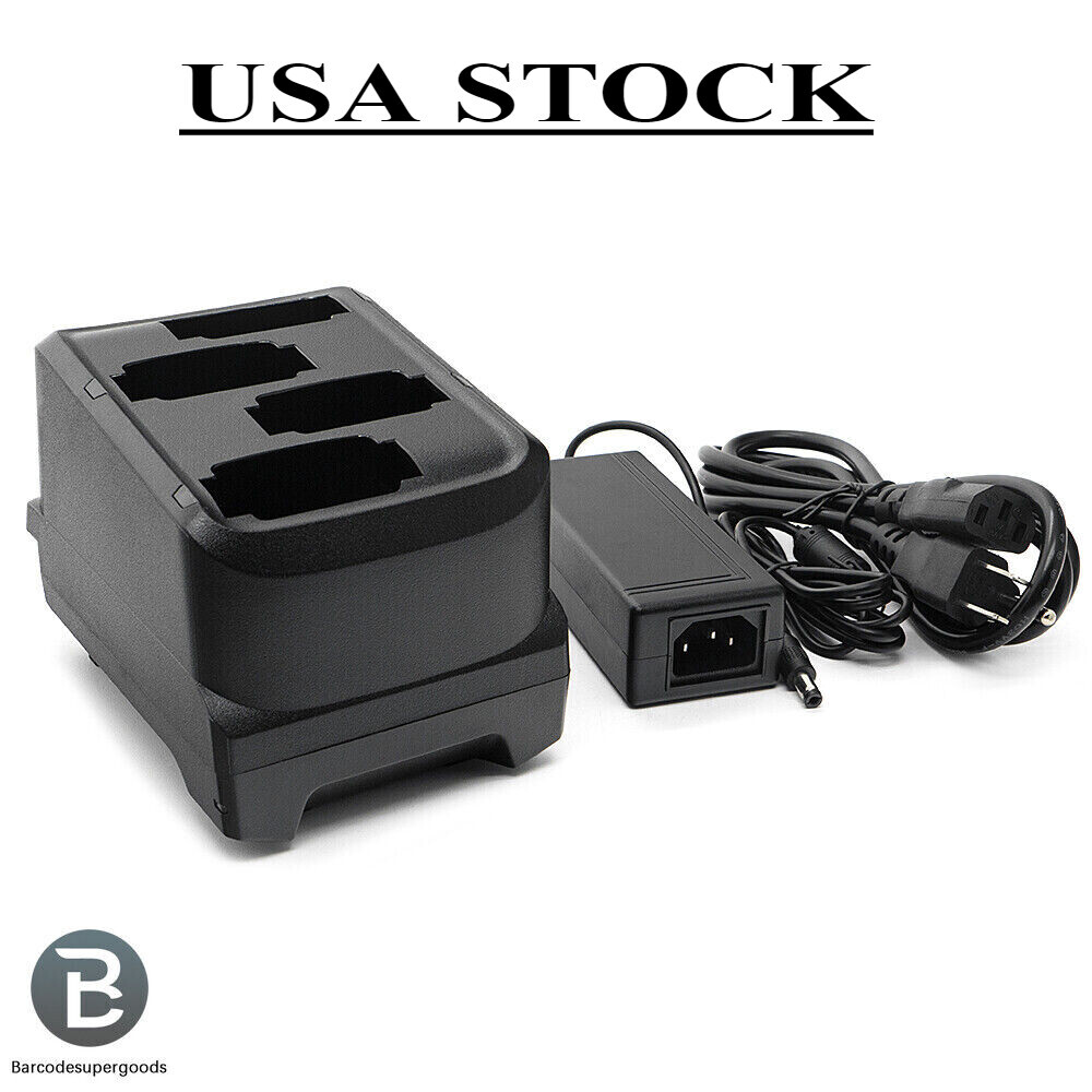 New 4-Slot Battery Charger Cradle with Adapter for Zebra MC9300, MC930B, MC930P