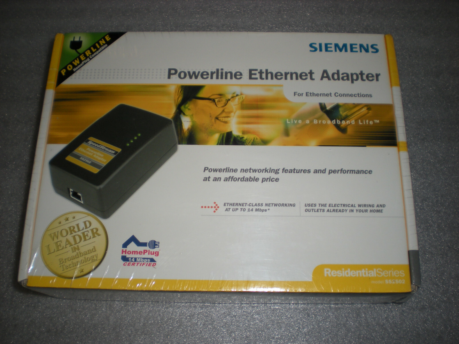 New Sealed Siemens SS2502 Speedstream Powerline Ethernet Adapter 936-2502-001