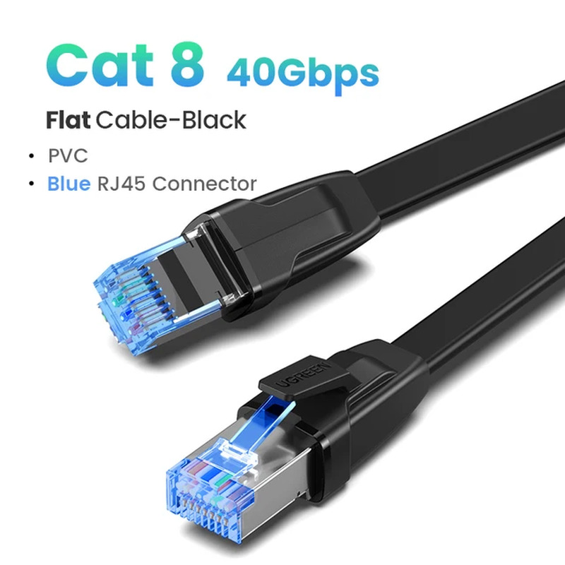 UGREEN Ethernet Cable Cat8 40Gbps Flat Cable 2000Mhz CAT 8 Networking Internet