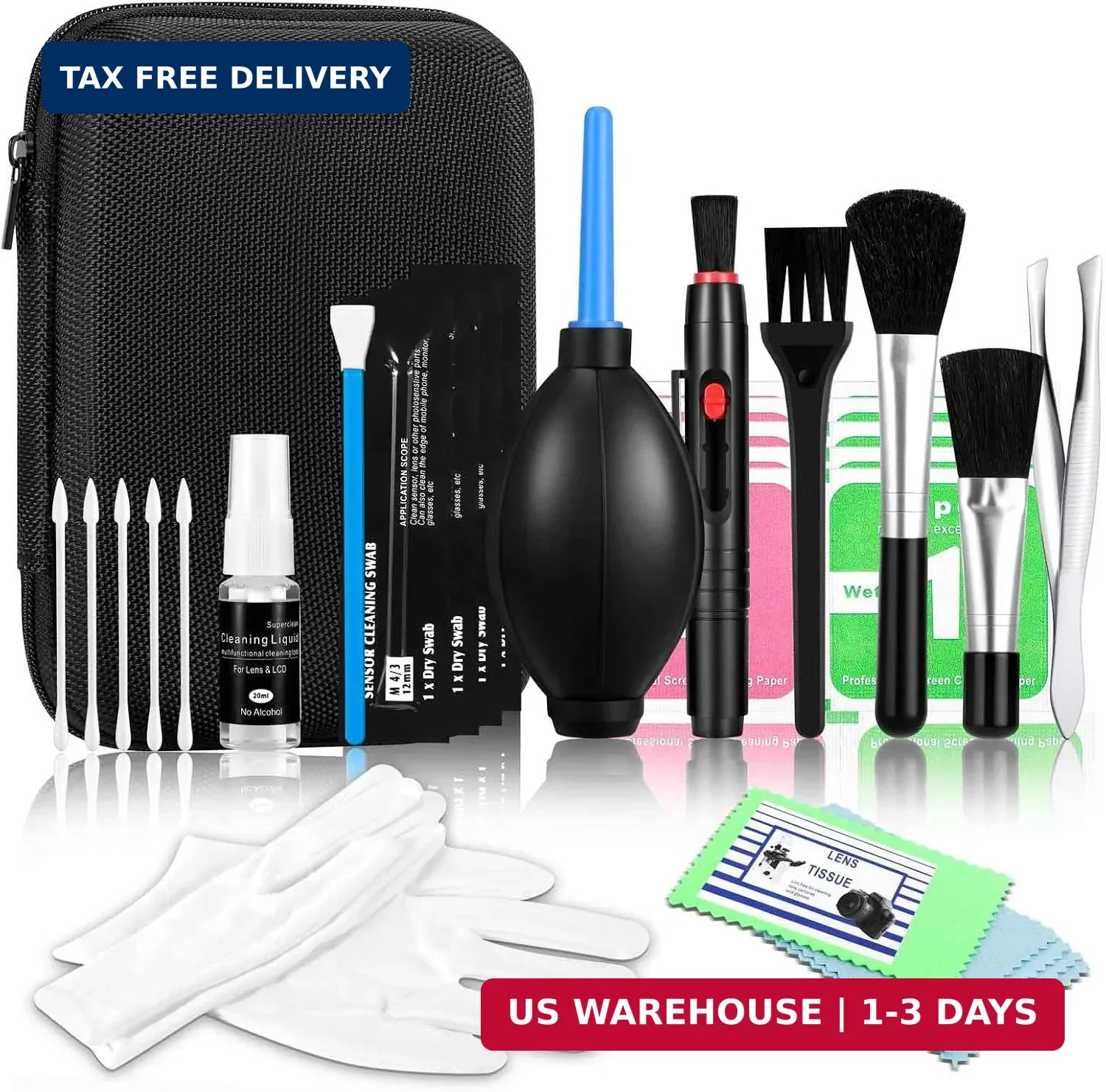 Professional Camera Cleaning Kit - DSLR & Mirrorless Lens Sensor Cleaner, Blower
