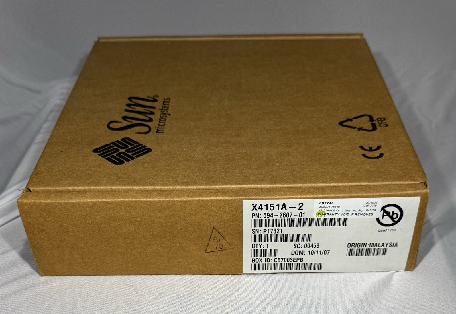 Sun 501-7430 GigaSwift Ethernet MMF PCI Card X4151A-2, New In Box