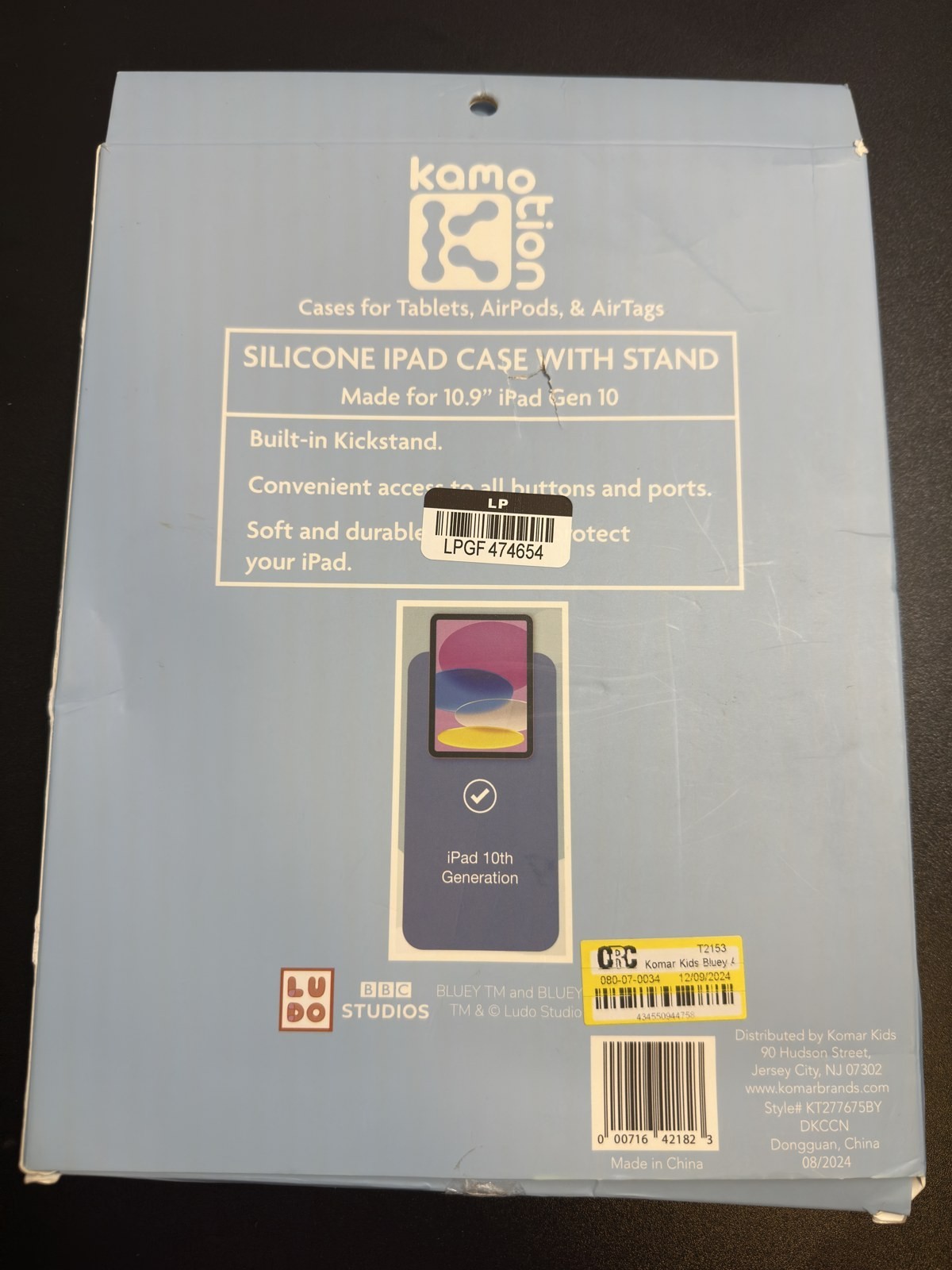 Kamotion Bluey silicone iPad case with stand (10.9in iPad Gen 10)