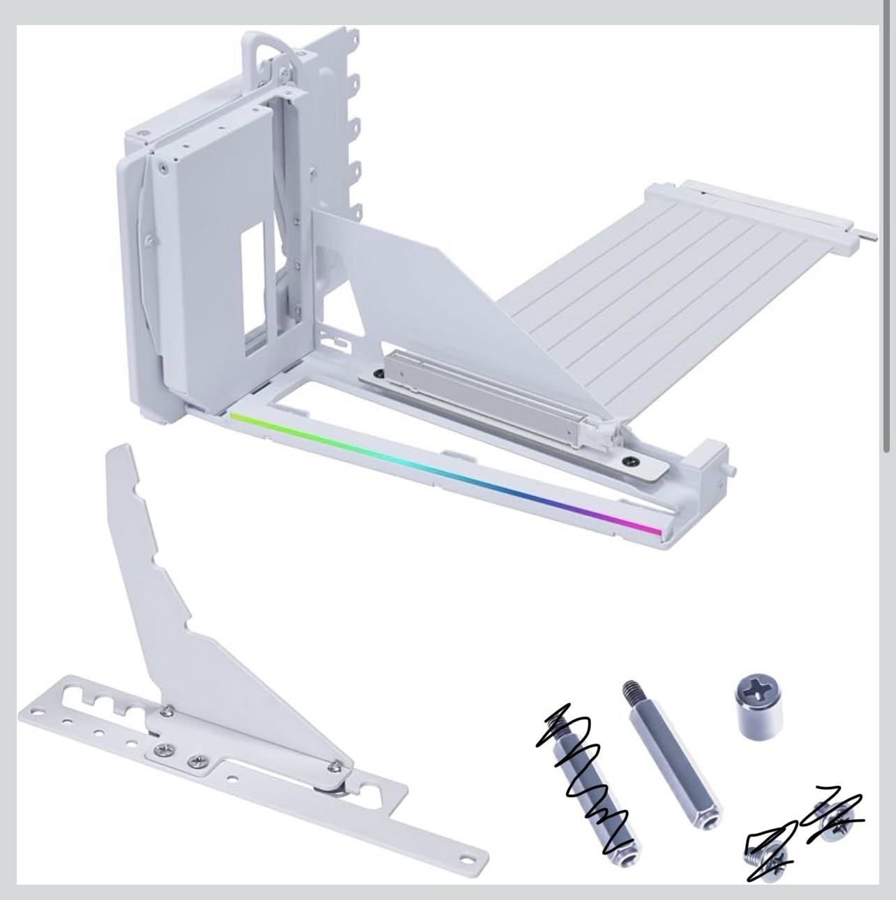 Lian Li ATX Multi-Directional 4 Slots Vertical GPU Kit White w/Gen 5 Riser