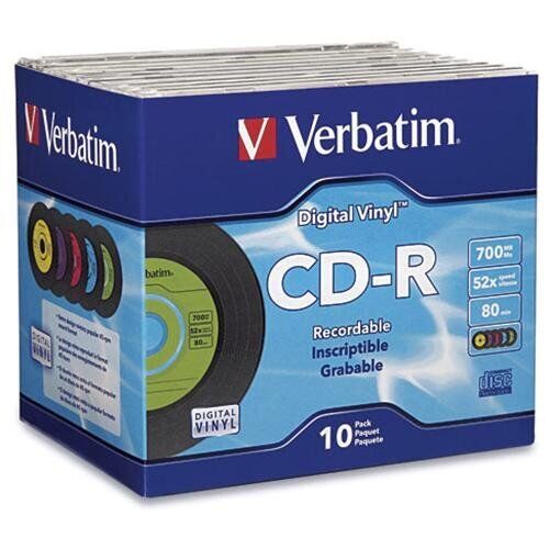 Verbatim CD-R 80min 52X with Digital Vinyl Surface - 10pk Slim Case (94439)