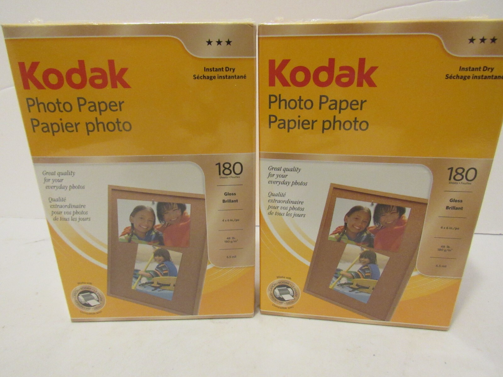 2 Pack Kodak 4"x6" Photo Paper Gloss Instant Dry 360 Sheets