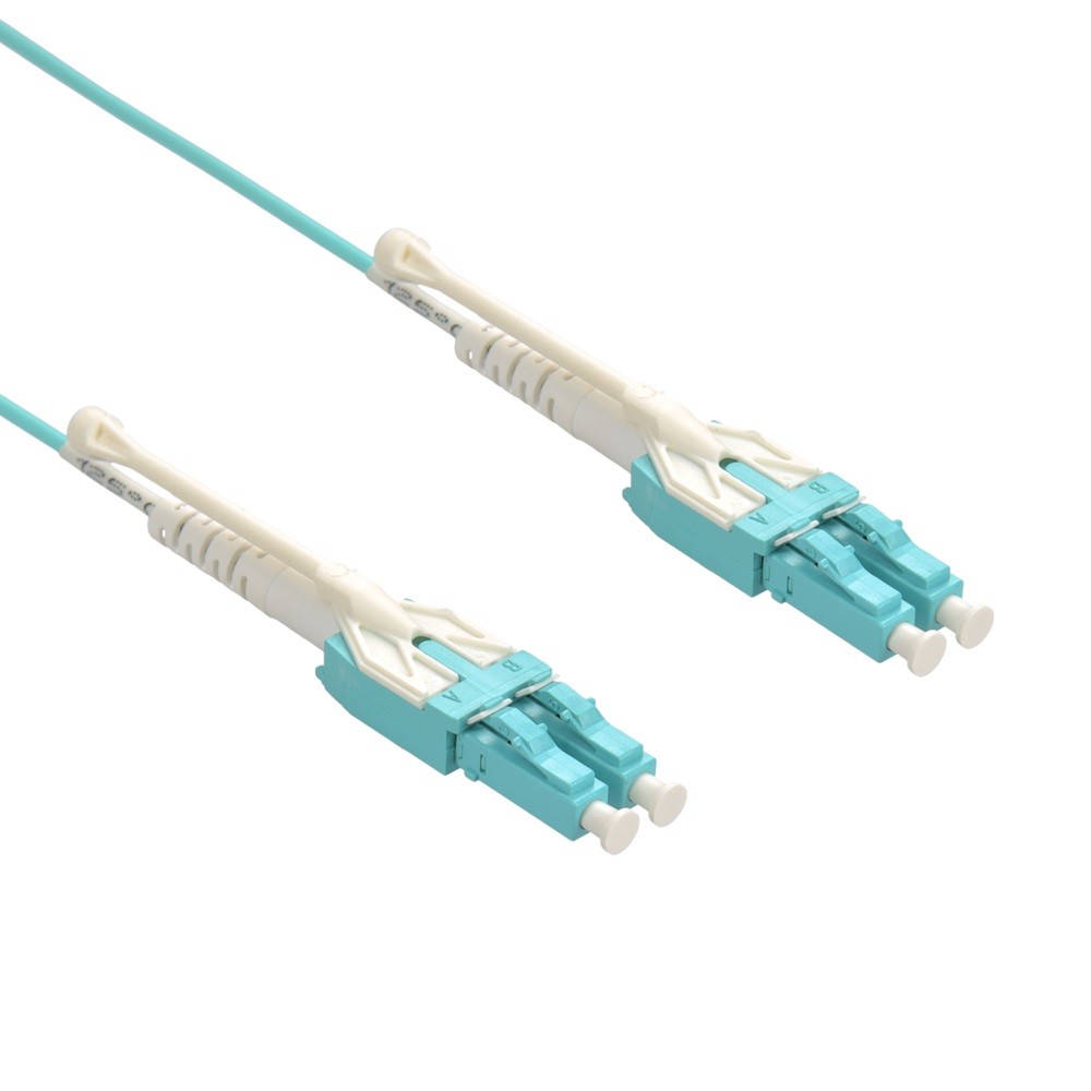 15 Pack of 2m Uniboot LC/UPC-LC/UPC OM3 Multimode Duplex Aqua Fiber Optic Patch