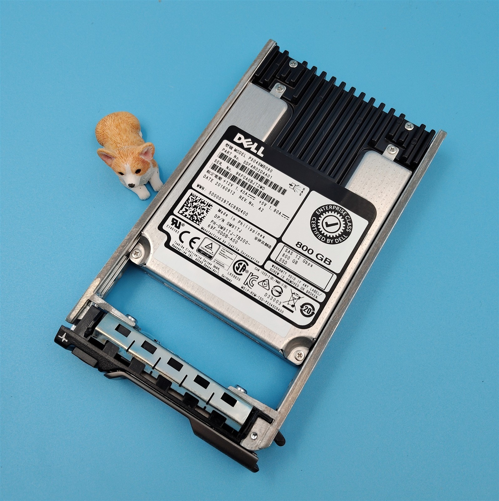 Dell 800GB 12Gbps SAS 2.5" WI SSD M91TJ 0M91TJ PX04SMB080 w/ G176J Tray