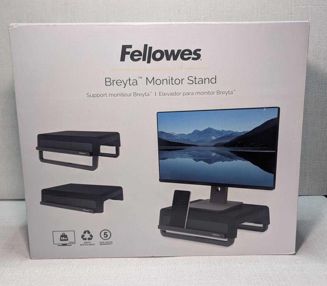 Fellowes Breyta Monitor Stand with 3 Height Adjustments S2