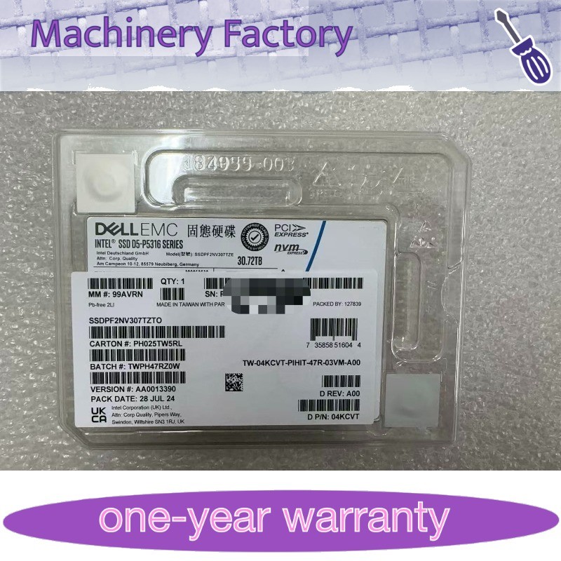 04KCVT SSDPF2NV307TZE DELL EMC 30.72TB QLC PCIe4.0 X4 NVMe 2.5IN U.2 SSD Drive