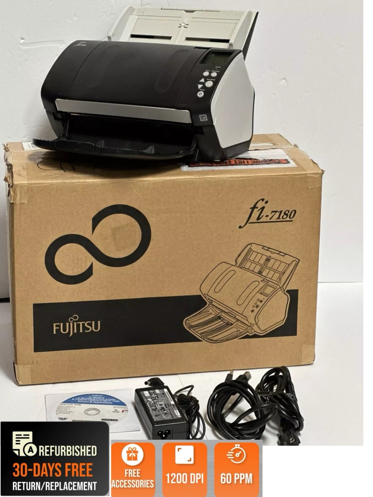 Fujitsu FI-7180 Duplex USB3 Scanner PA03670-B005 Full set in OEM box Open Box