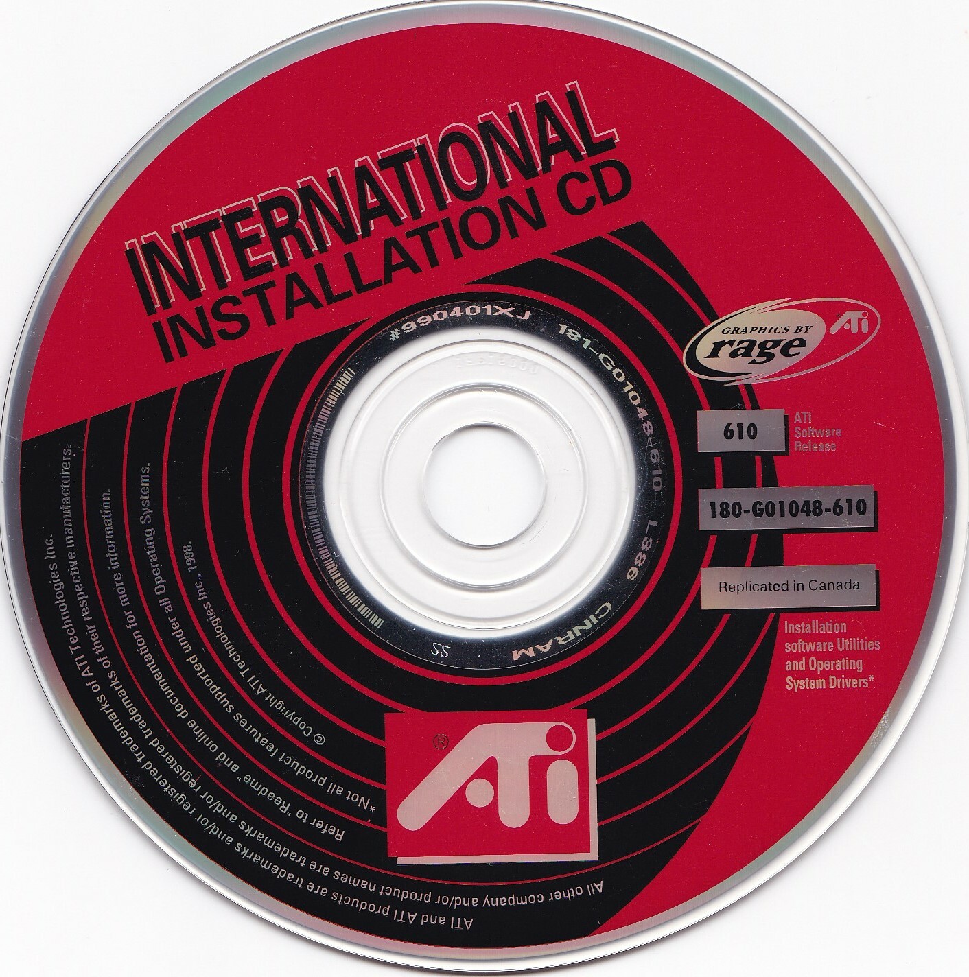 Vintage ATI International Installation CD 610 (ATI Technologies, 1998) Rage 