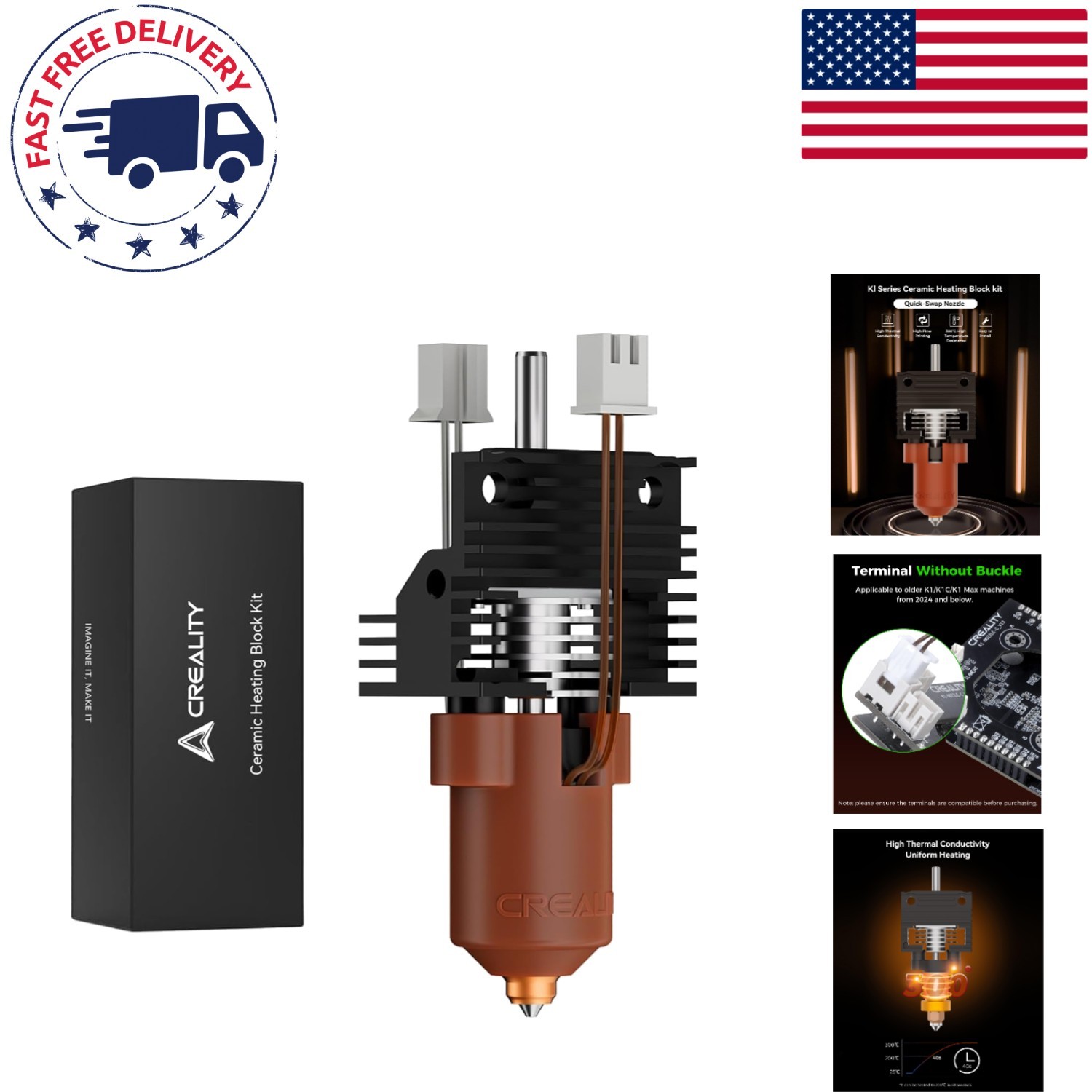 Official K1 Max/K1C/K1 SE Upgrade Kit: Efficient Ceramic Heating Block & Nozzle