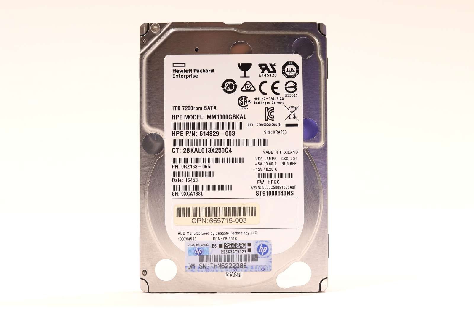 HPE MM1000GBKAL 1TB 2.5" 6Gb/s 7.2K RPM SATA Hard Drive P/N: 655715-003 Tested