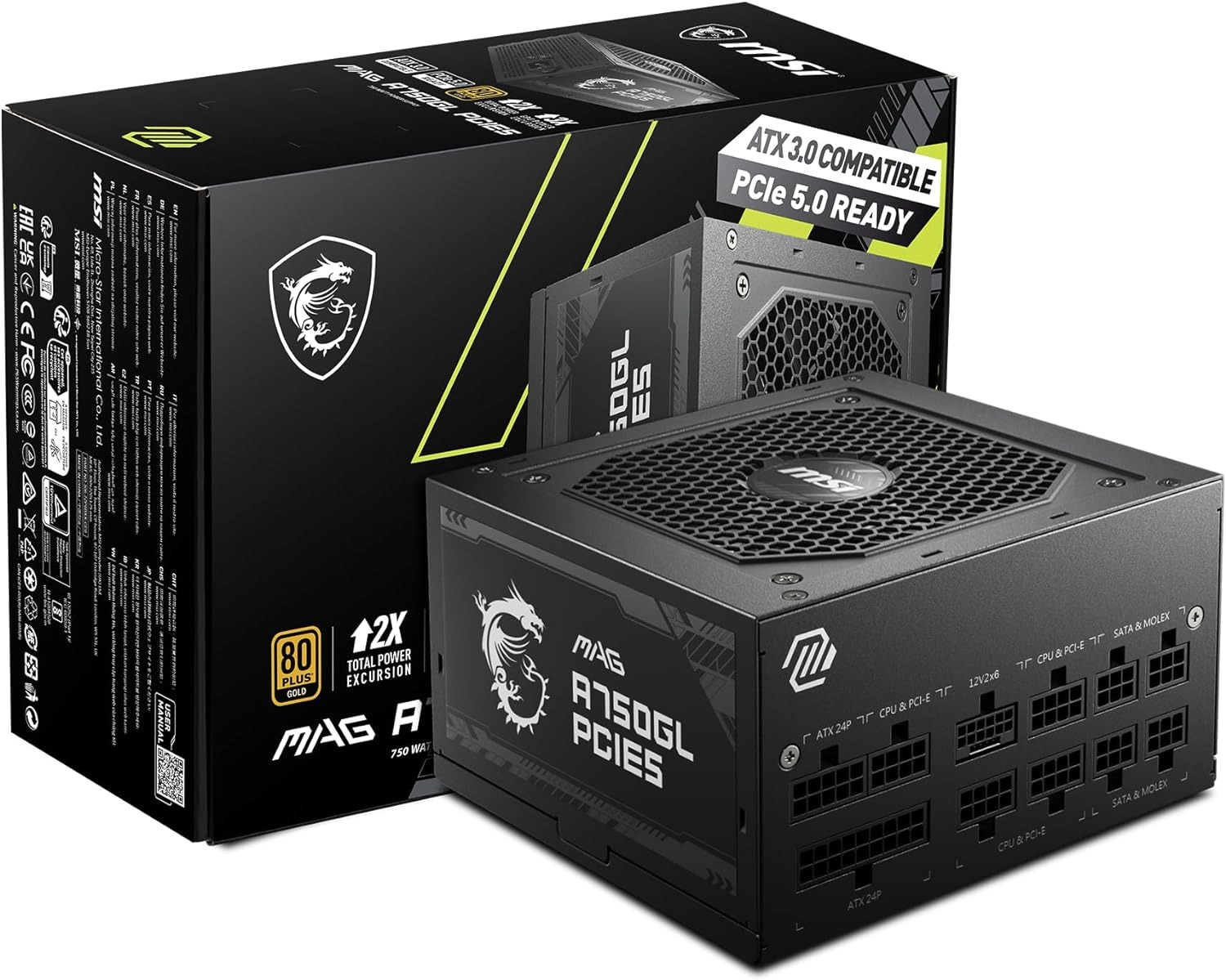 MAG A750GL PCIE 5 & ATX 3.0 Gaming Power Supply - Full Modular - 80 plus Gold Ce