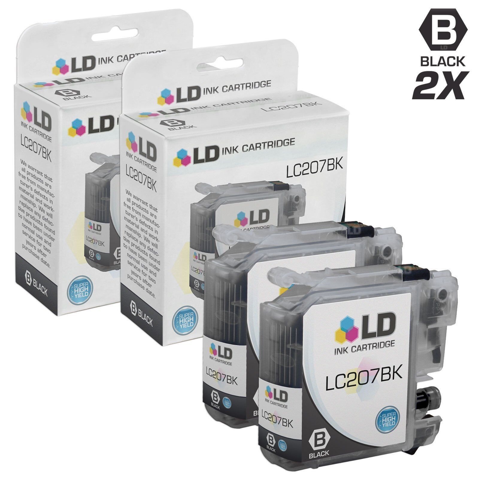 LD Comp LC207 2pk Extra HY Black for Brother MFC-J4320DW MFC-J4420DW MFC-J4620DW