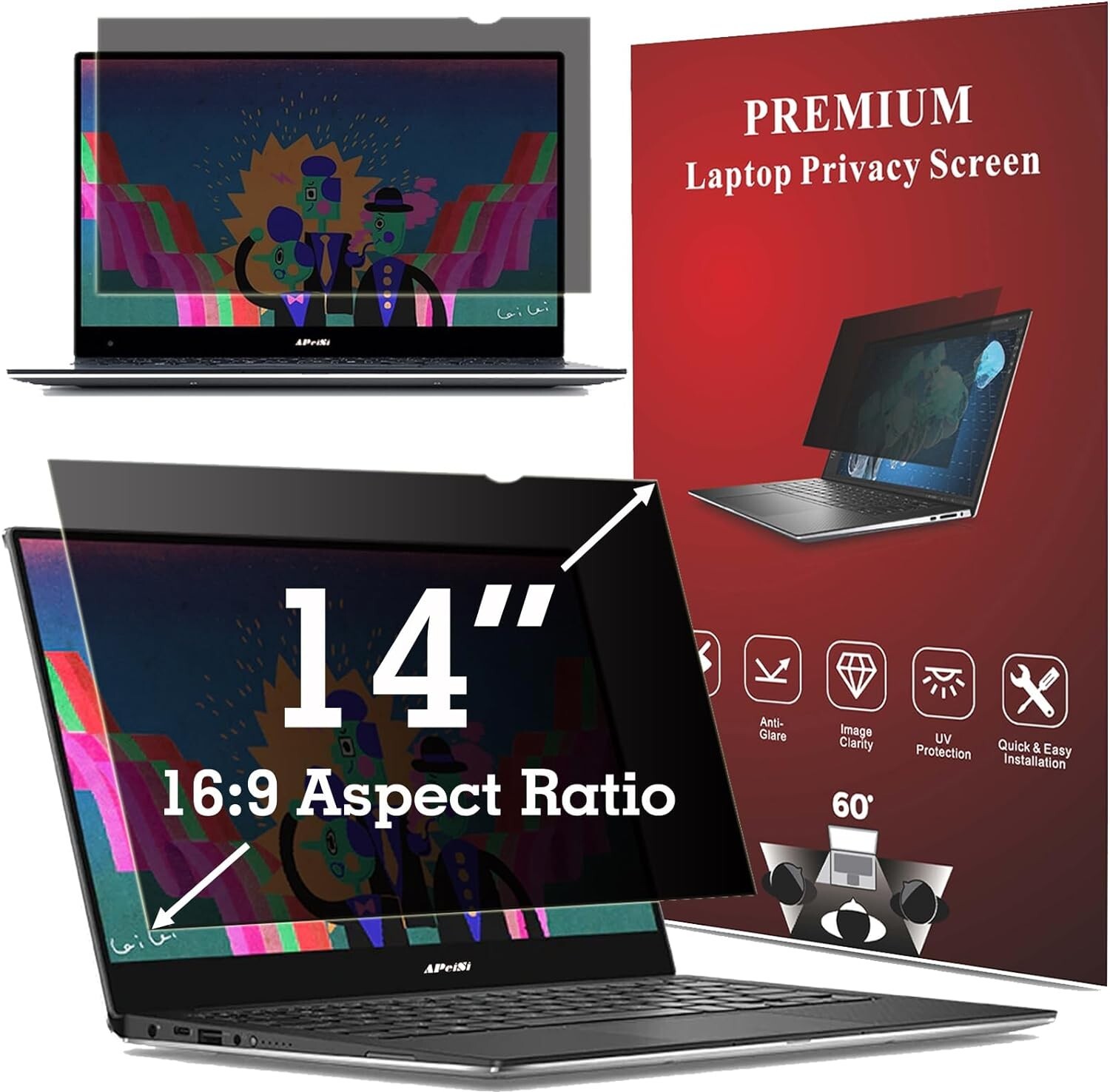 14 Inch Privacy Screen Filter for Laptop 16:9 Widescreen Monitor Privacy Shield
