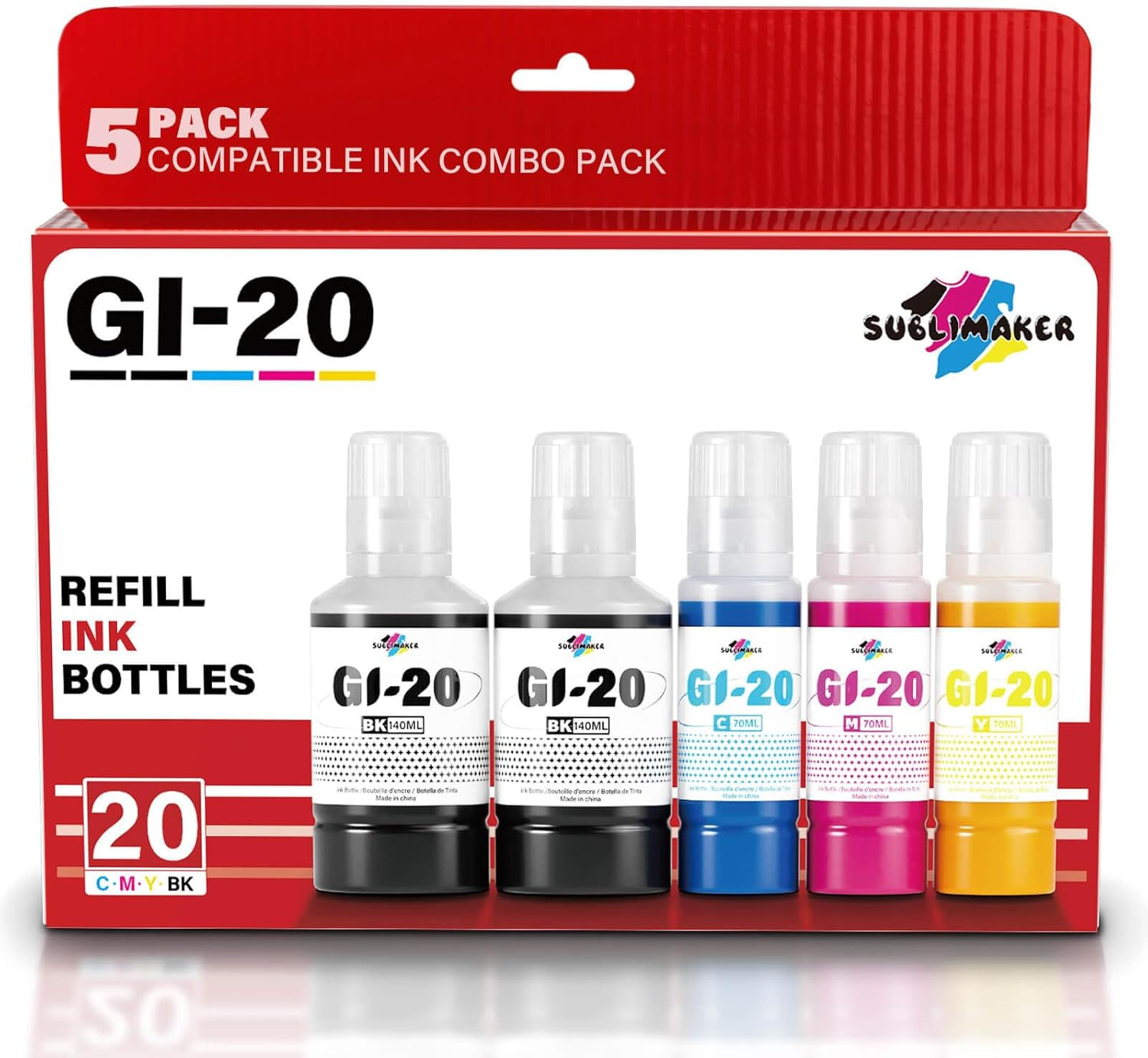 GI-20 GI20 Ink Refill Bottles Kit Compatible for Canon PIXMA G6020 G7020 G5020 6