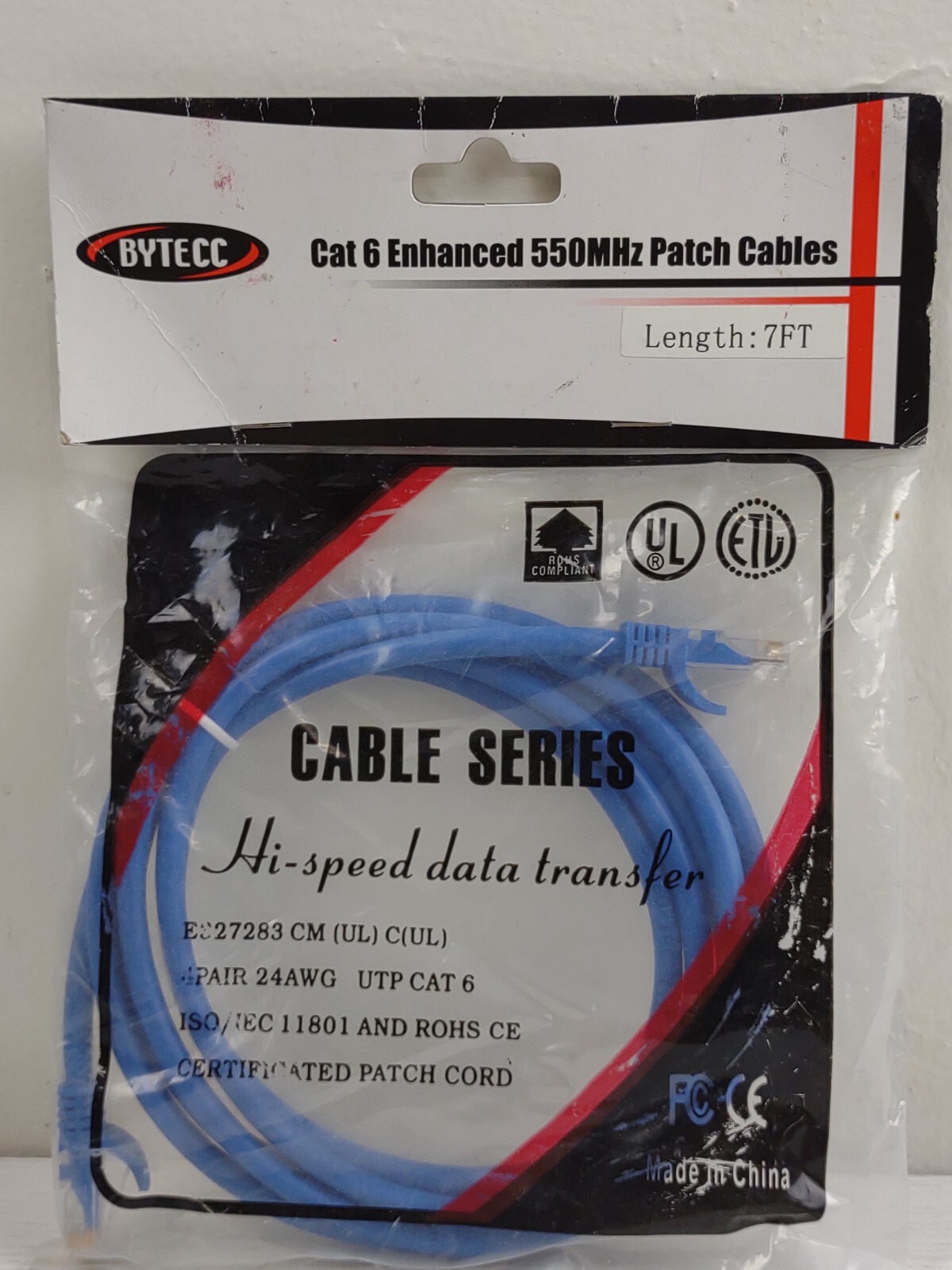 BYTECC 7 Foot Cat6e Blue Network Ethernet Patch Cable