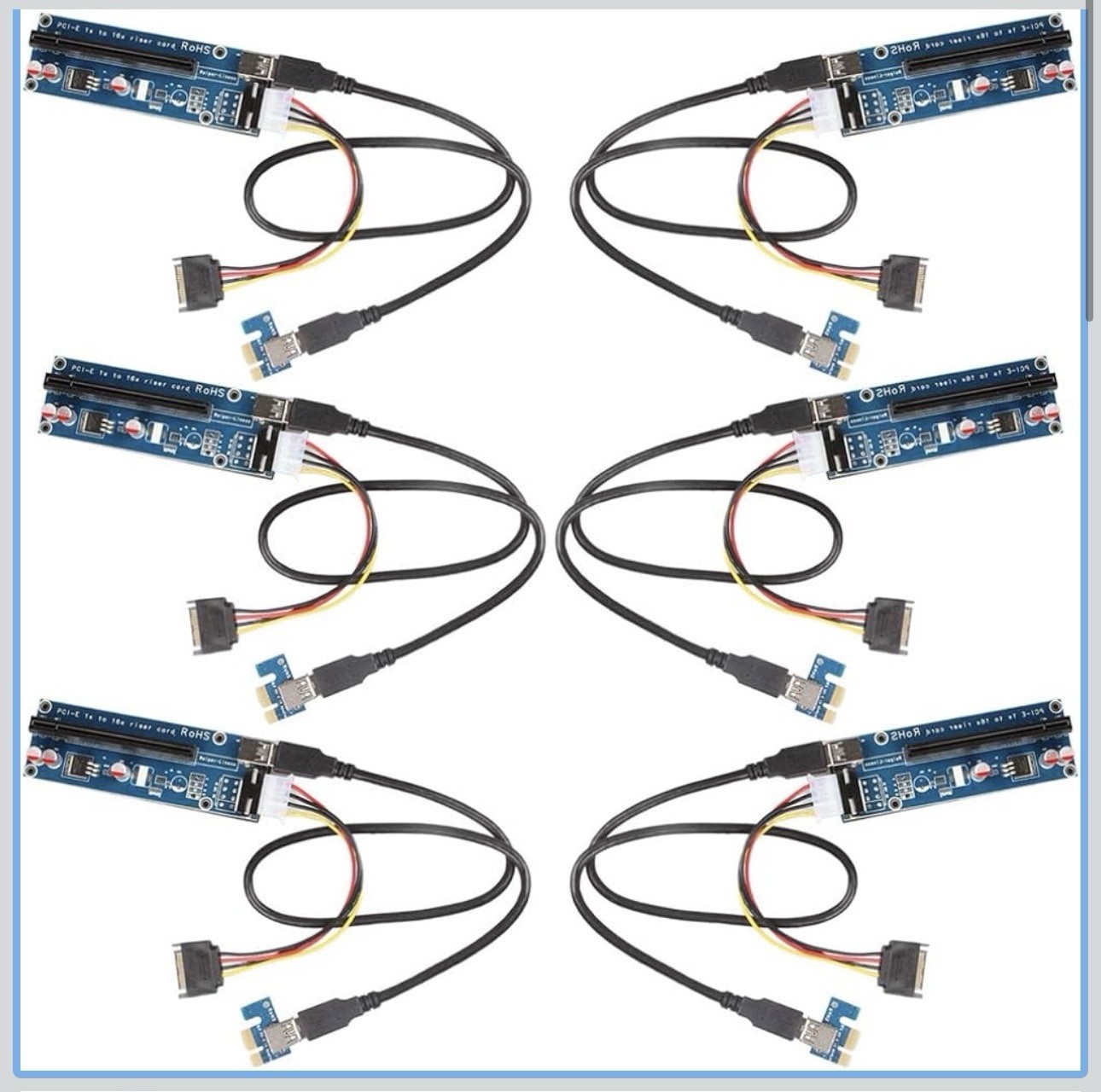 Relper-Lineso - 6 Pack PCIe V006 PCI-E 1X to 16X Powered Riser Adapter