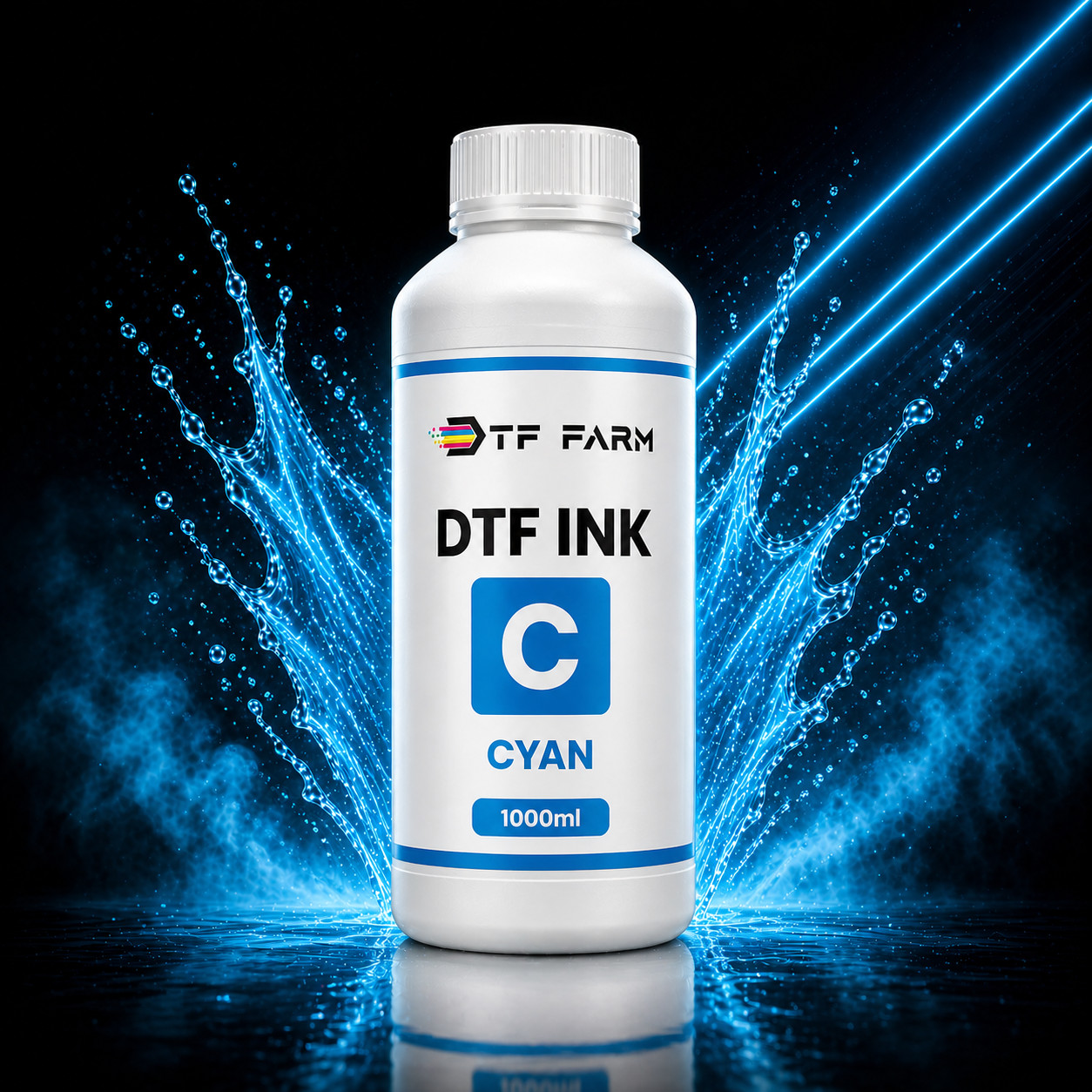 DTF Ink Cyan 34oz (1000ml) Premium Textile Pigment Ink Epson i3200 XP600 L1800