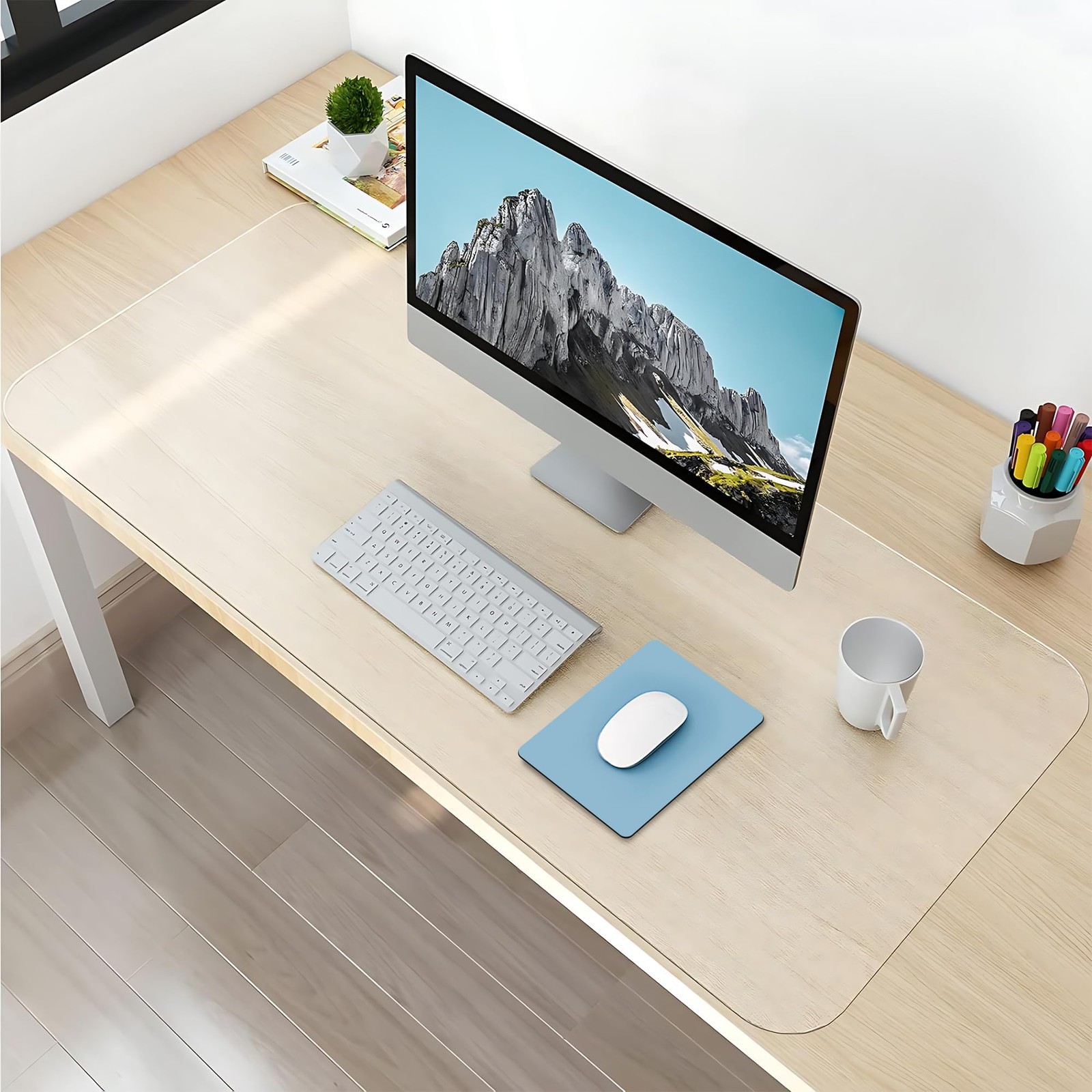 Clear Desk Mat Pad, 35.4"x15.7" Large Transparent Computer Desk Mat Plastic D...