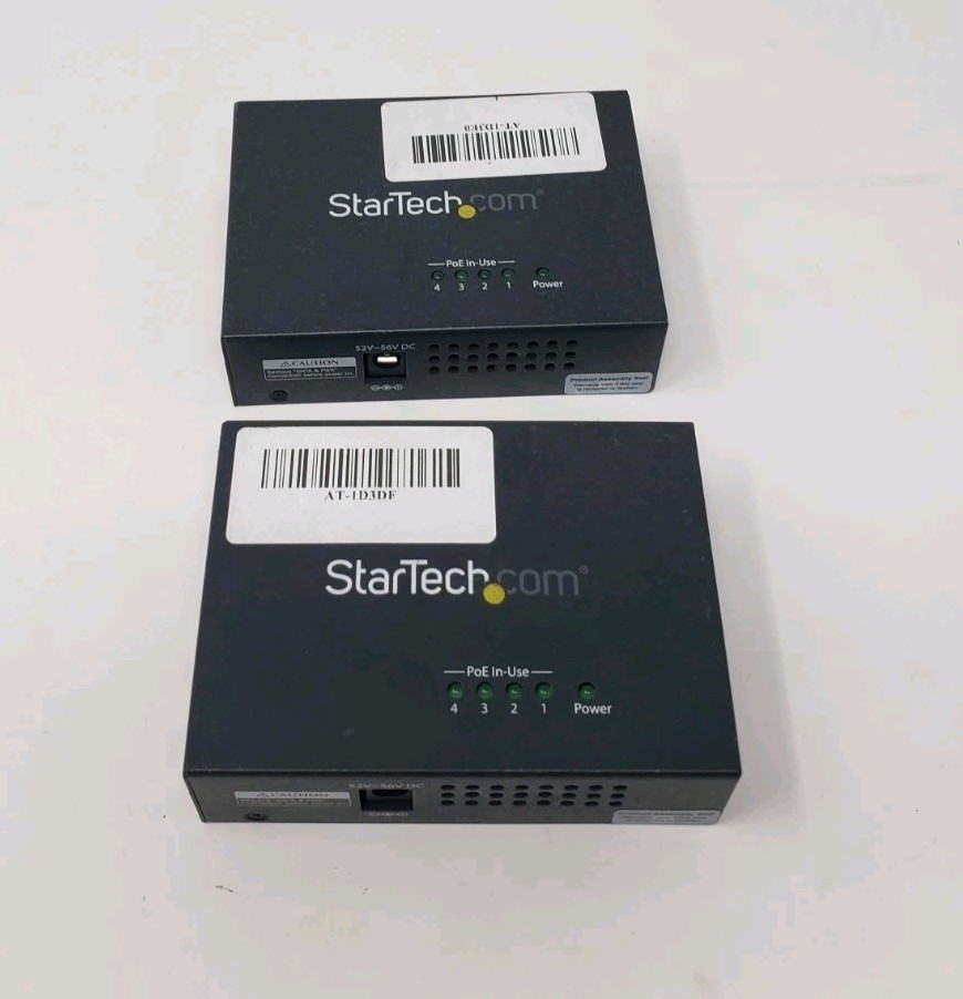 Lot of 2 Startech POEINJ4G 4 Port Gigabit PoE+ Injector