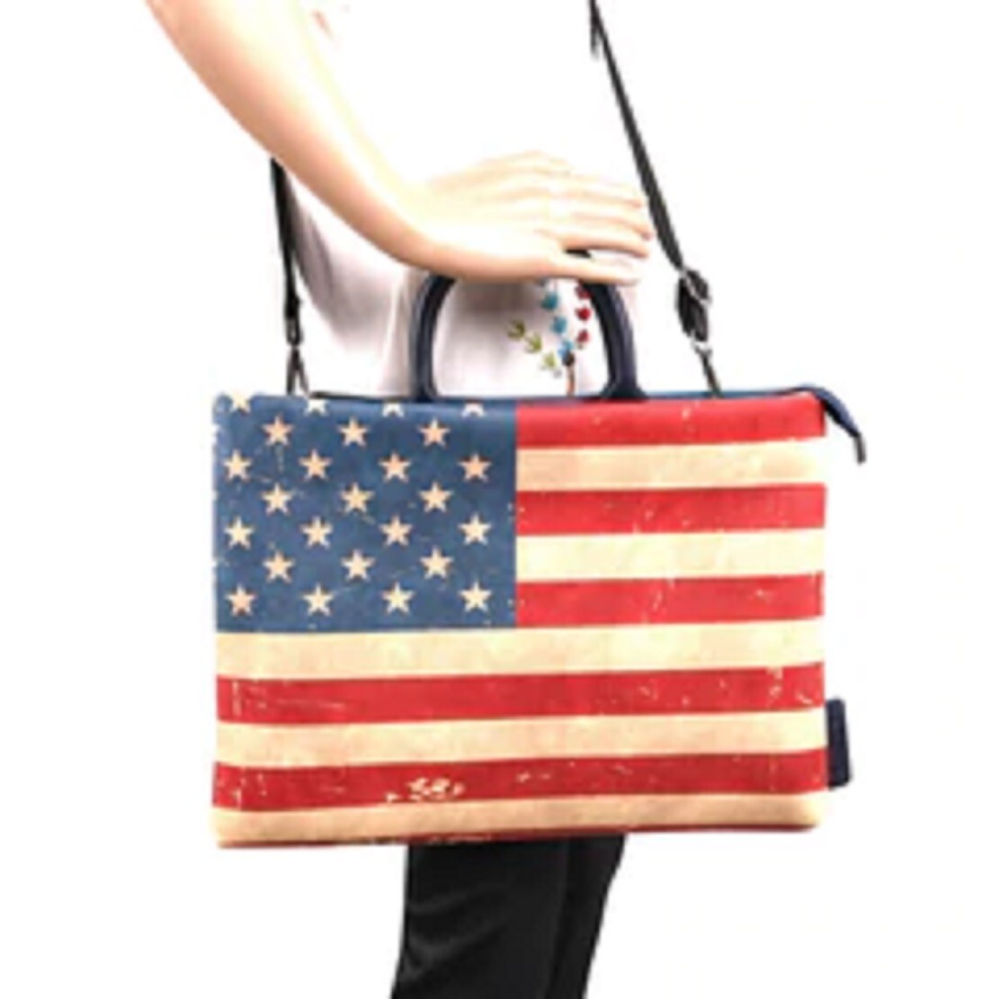 NWT-Montana West American USA Flag Waterproof Laptop Sleeve Messenger Bag  13”