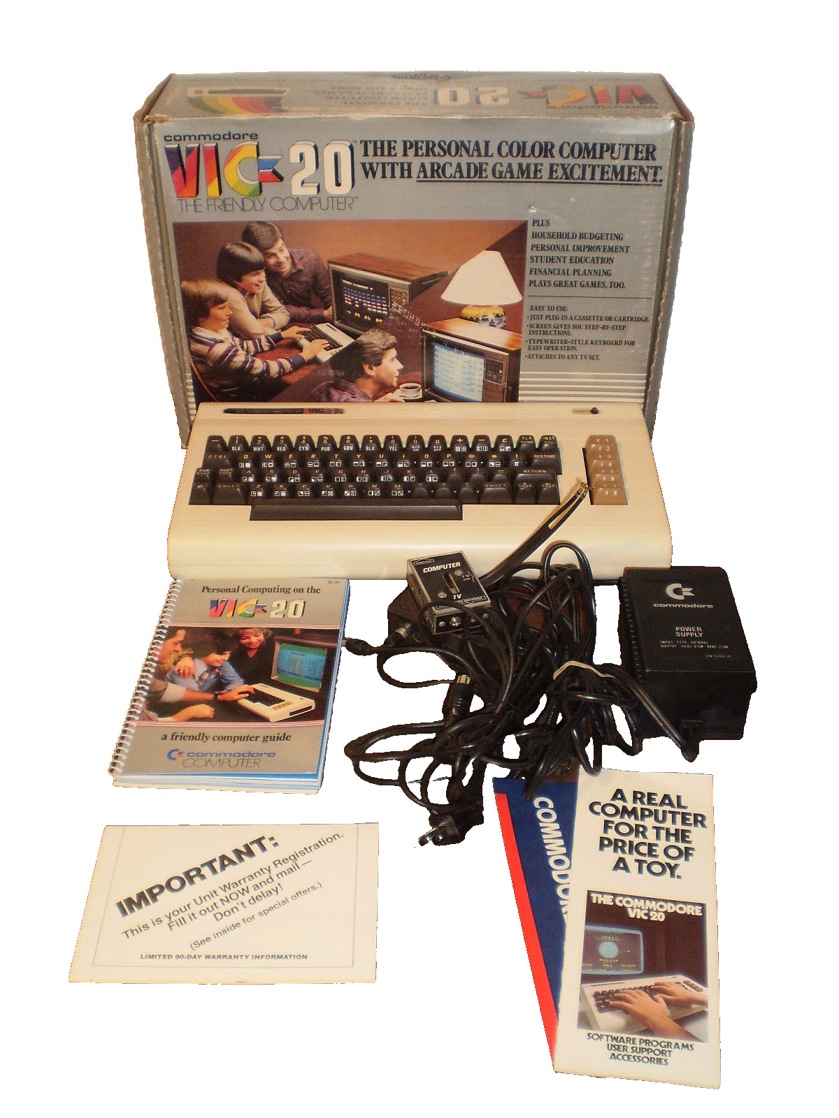 Commodore Vic 20 Vintage Computer w/Power Supply & Video Cable in Original Box