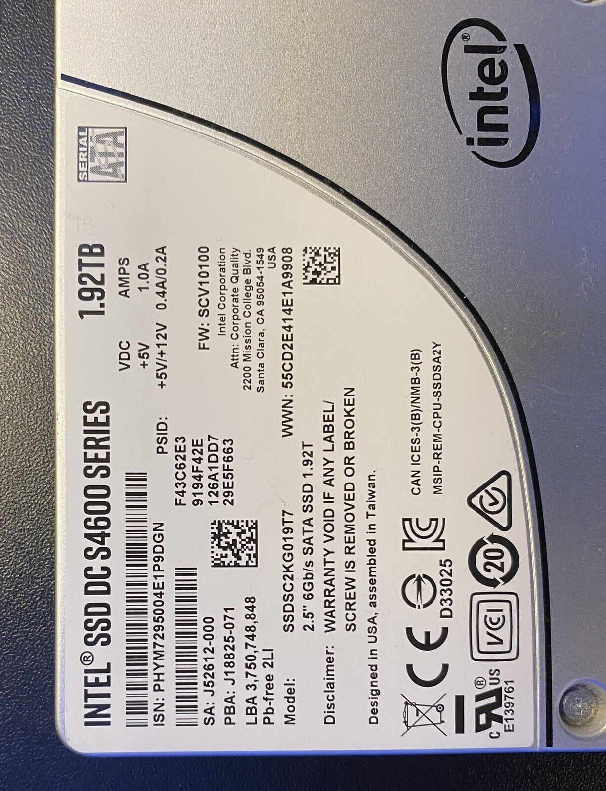 Intel SSD DC S4600 SERIES, 1.92TB, 2.5