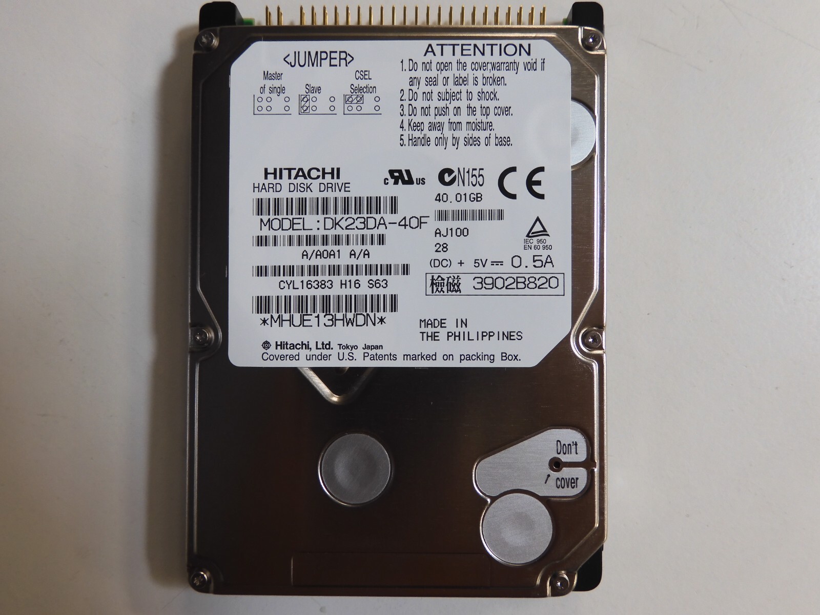 HITACHI DK23DA-40F 40GB 2.5" IDE HDD 9.5mm Laptop Hard Drive DK23DA40F AJ100