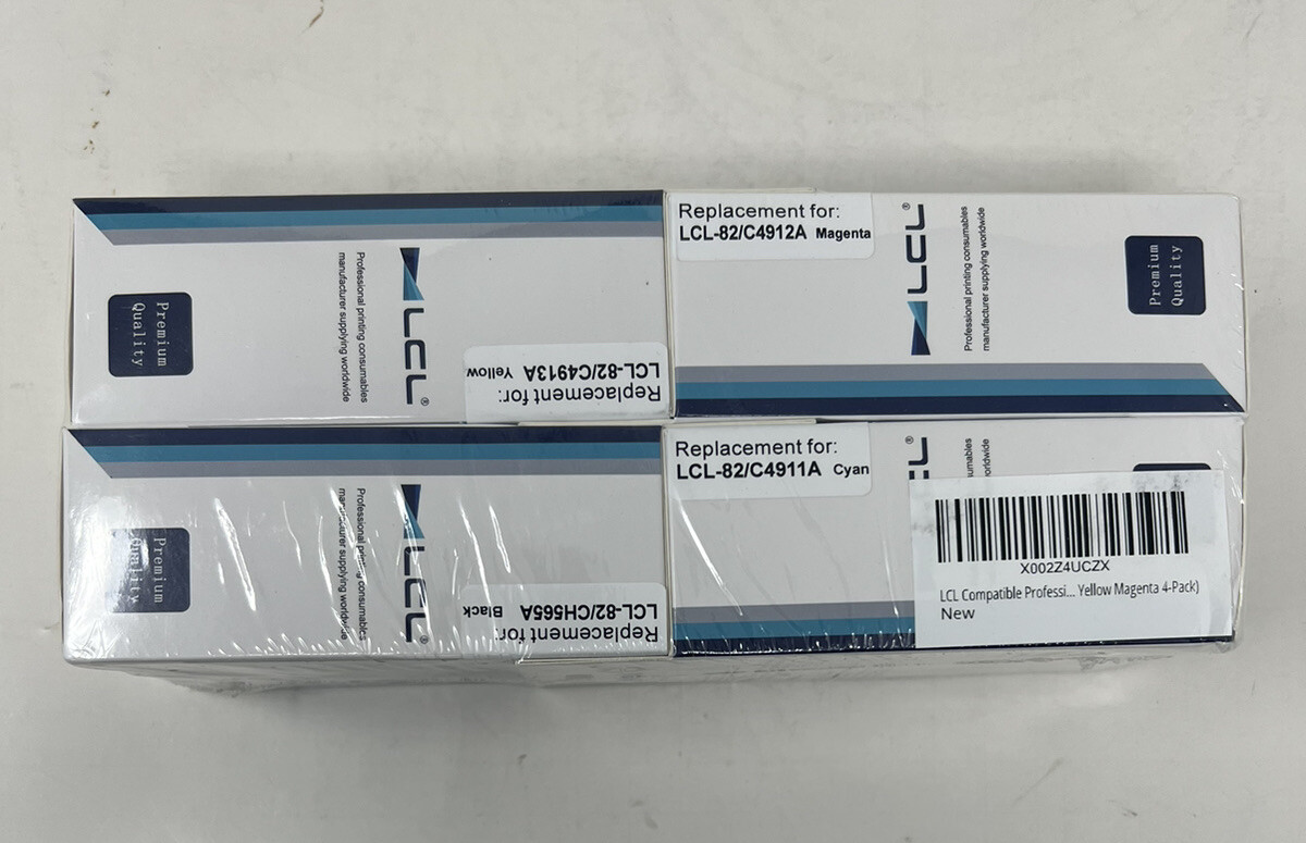 (4) LCL Compatible Ink Replacement 82/C4911A, 82/4912A ,82/C4913A New In Box