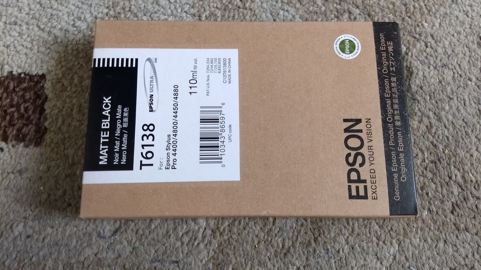 2013 GENUINE EPSON T6138 MATTE BLACK INK STYLUS PRO 4800 4880 4400 4450 NEW