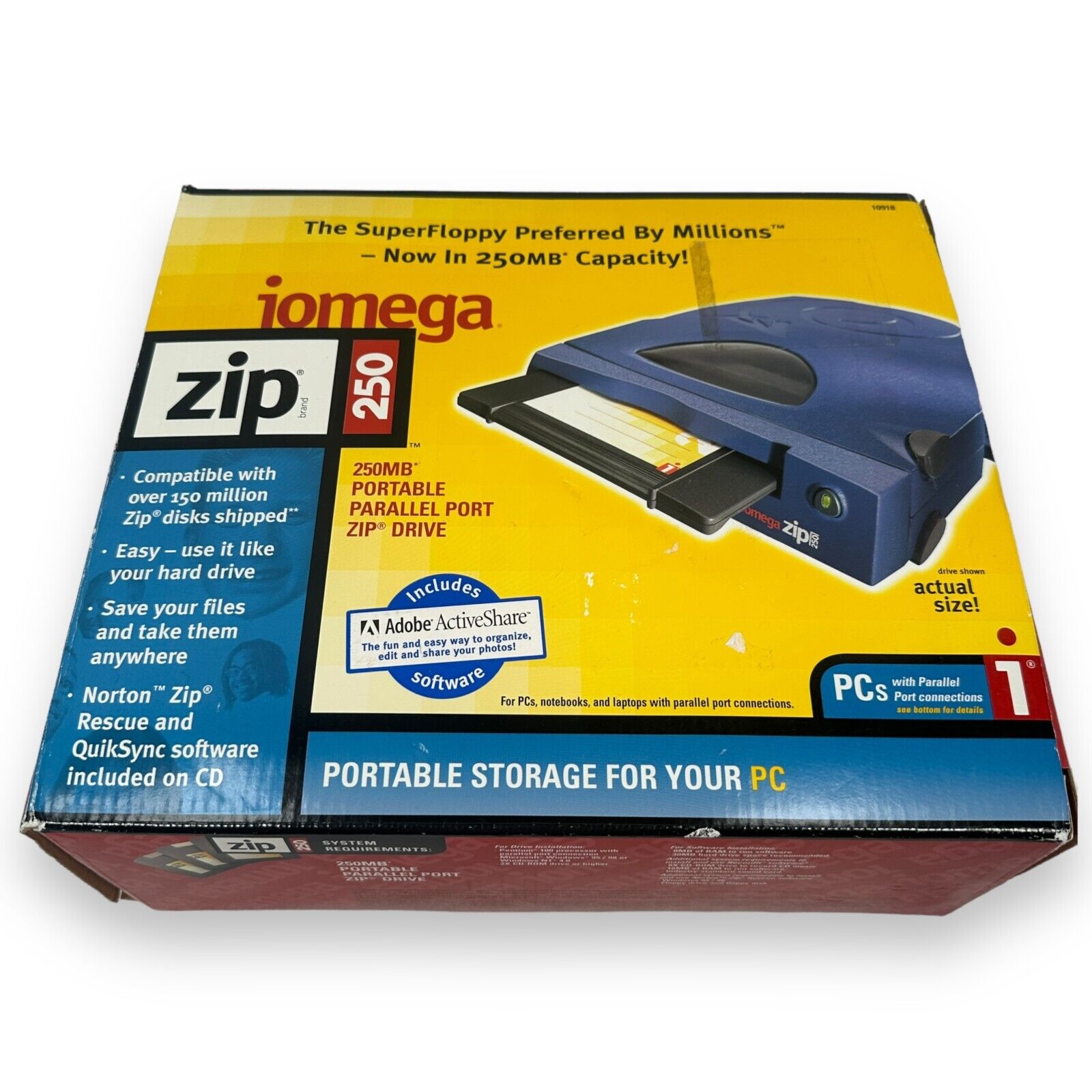 Iomega Z250P External 250MB Portable Storage Parallel Port ZIP Drive Blue for Pc