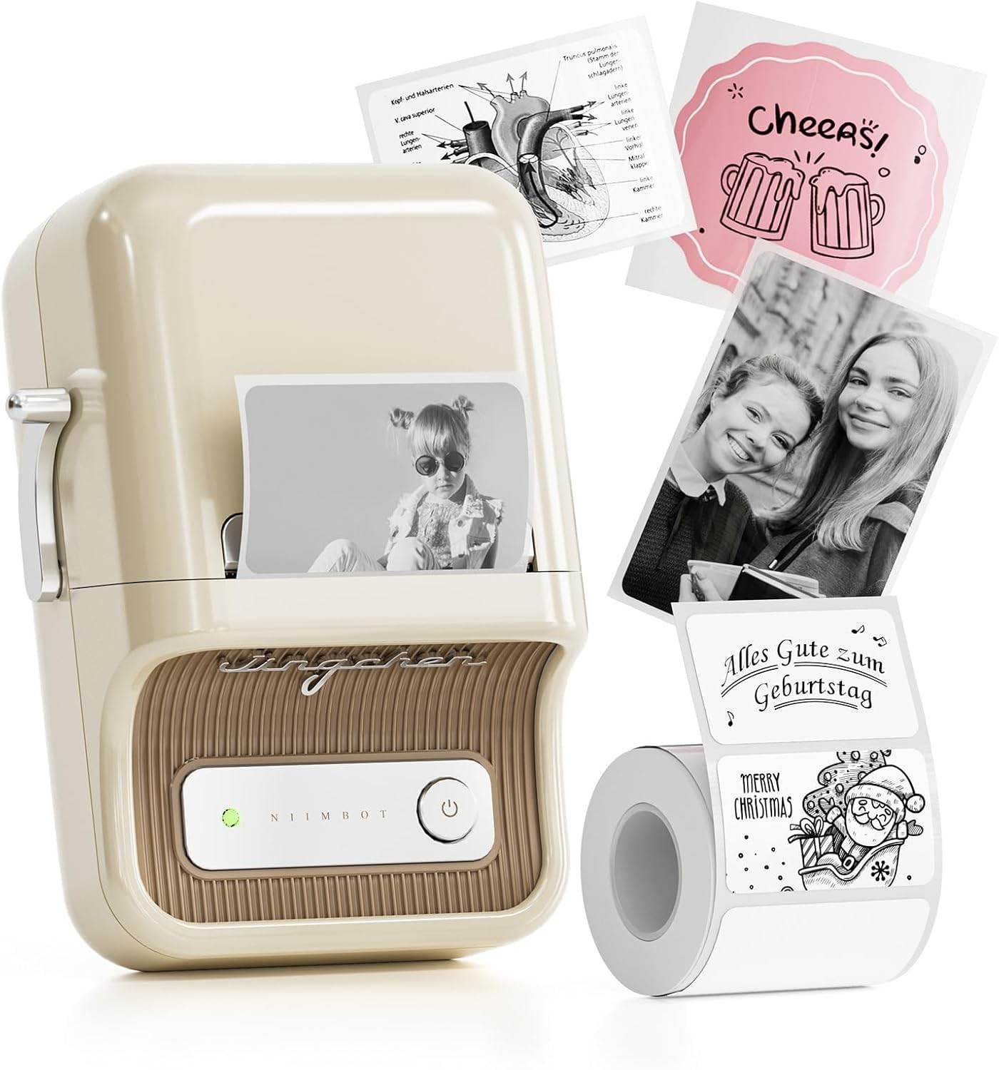 B21 Label Maker, 2 Inch Bluetooth Sticker Printer with Tape, White