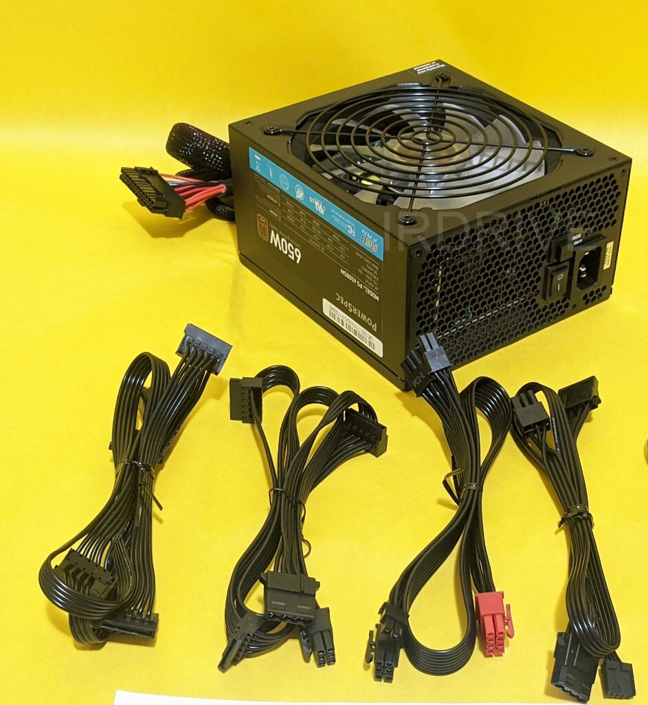 PowerSpec 650W RGB LED Fan 80plus Bronze 2x PCIE Modular ATX 12V Power Supply PS