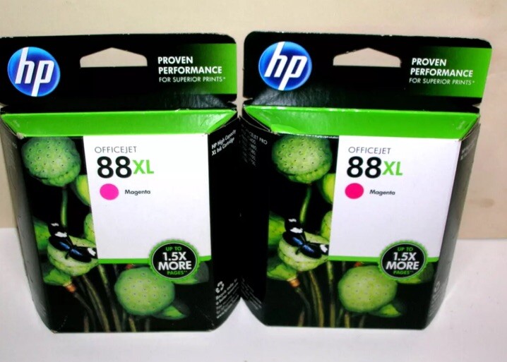 Qty 2 Genuine HP 88XL Magenta Ink Cartridges Exp 2022 Factory Sealed High Yield