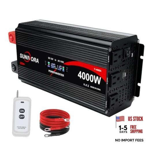4000W Power Inverter 12V DC to 110V/120V AC Converter 8000W Peak 4000 Watt