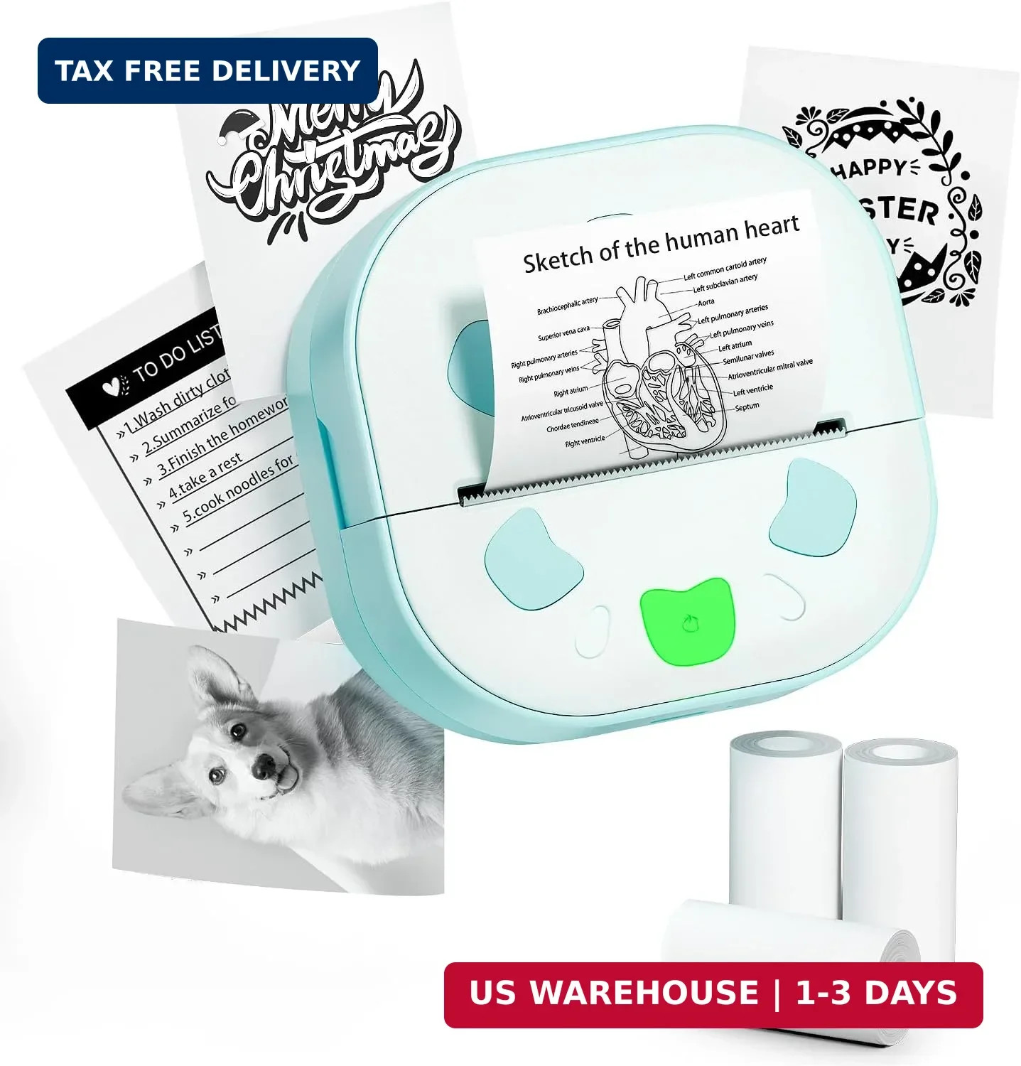Sticker Printer, PrintPods Mini Printer, Bluetooth Portable Sticker Maker with 3