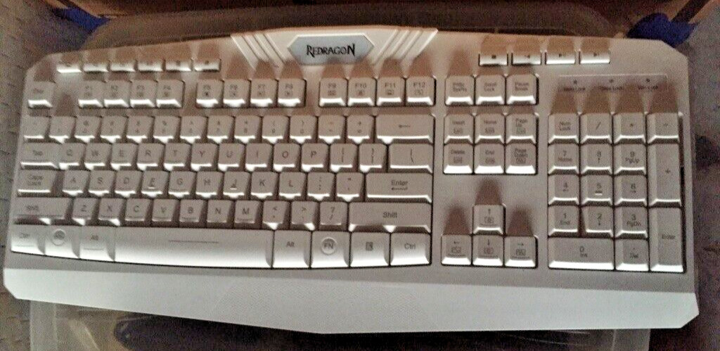 Redragon S101W Wired Gaming Keyboard only (White) Tested And Working RGB Backlit