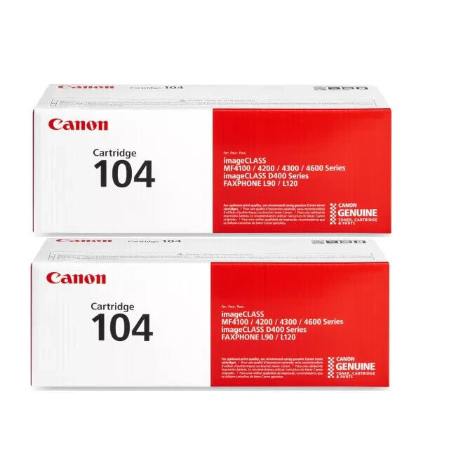 Canon 104 Black Standard Yield Toner Cartridge (0263B001), Pack Of 2